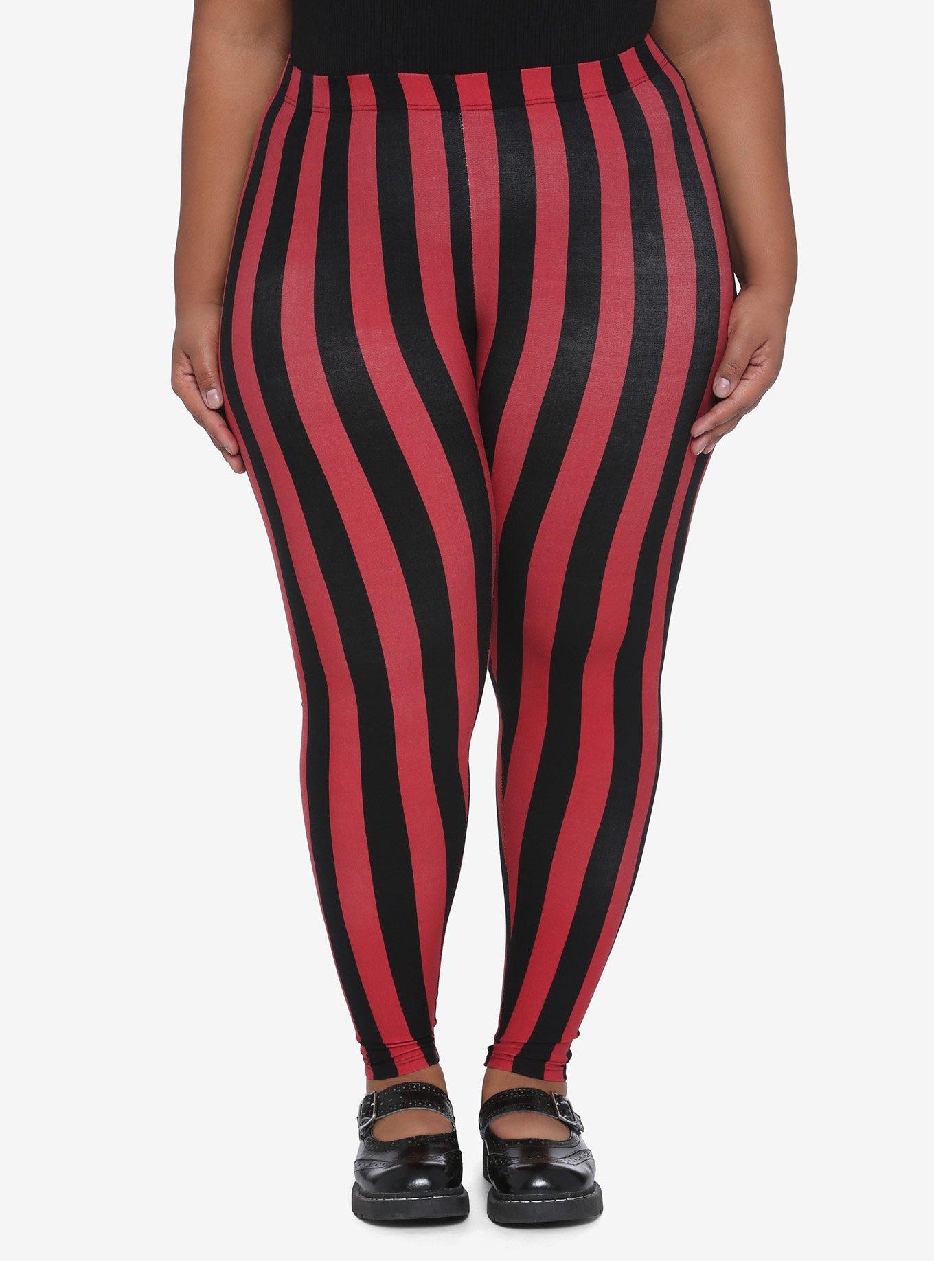 Black & Red Vertical Stripe Leggings Plus Size Hot Topic
