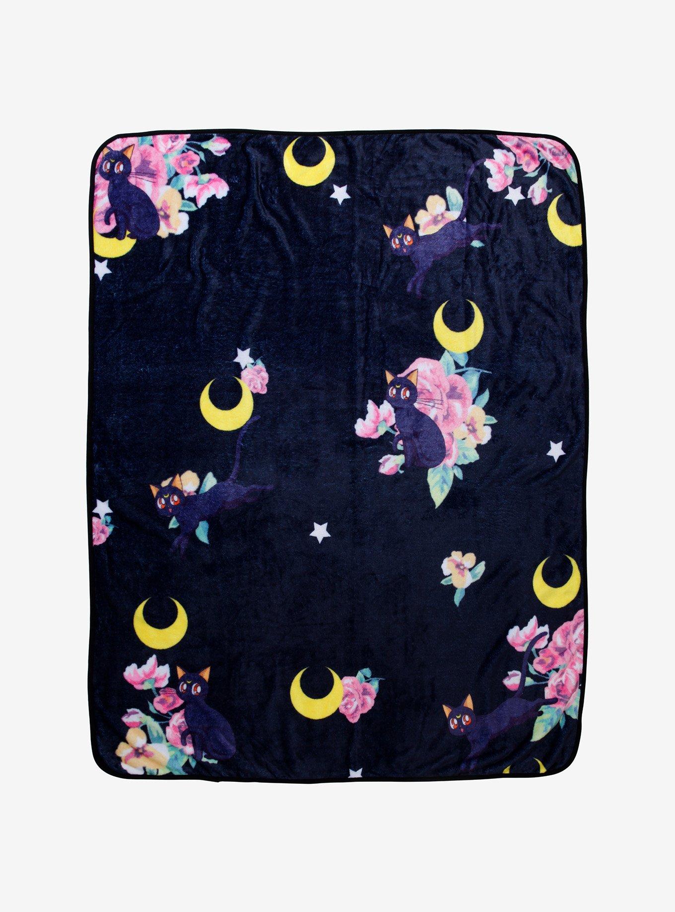 Sailor Moon Luna Floral Throw Blanket Hot Topic