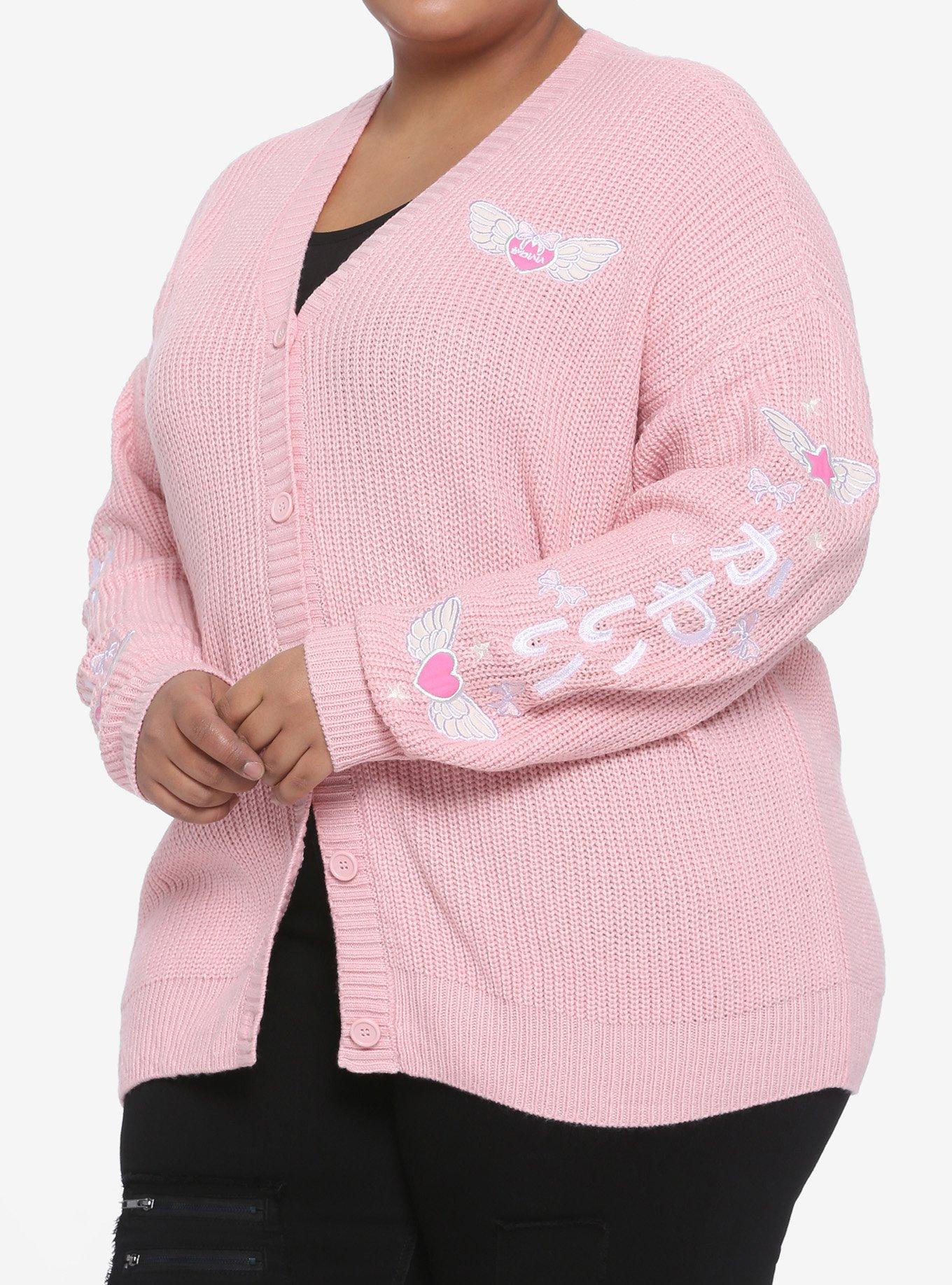 Kawaii Wings Embroidered Girls Cardigan Plus Size