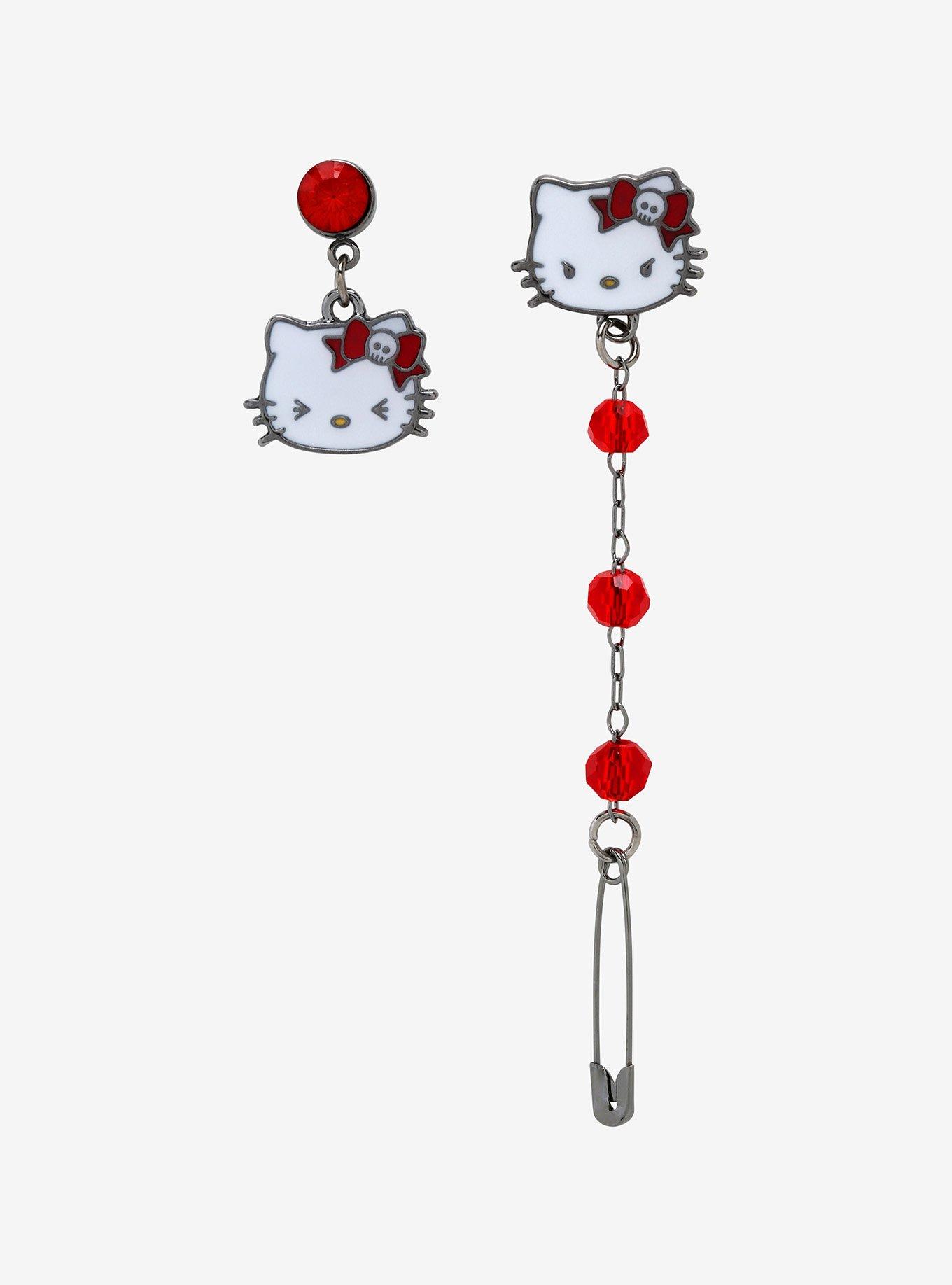 Hello Kitty Safety Pin Mismatch Earrings Hot Topic