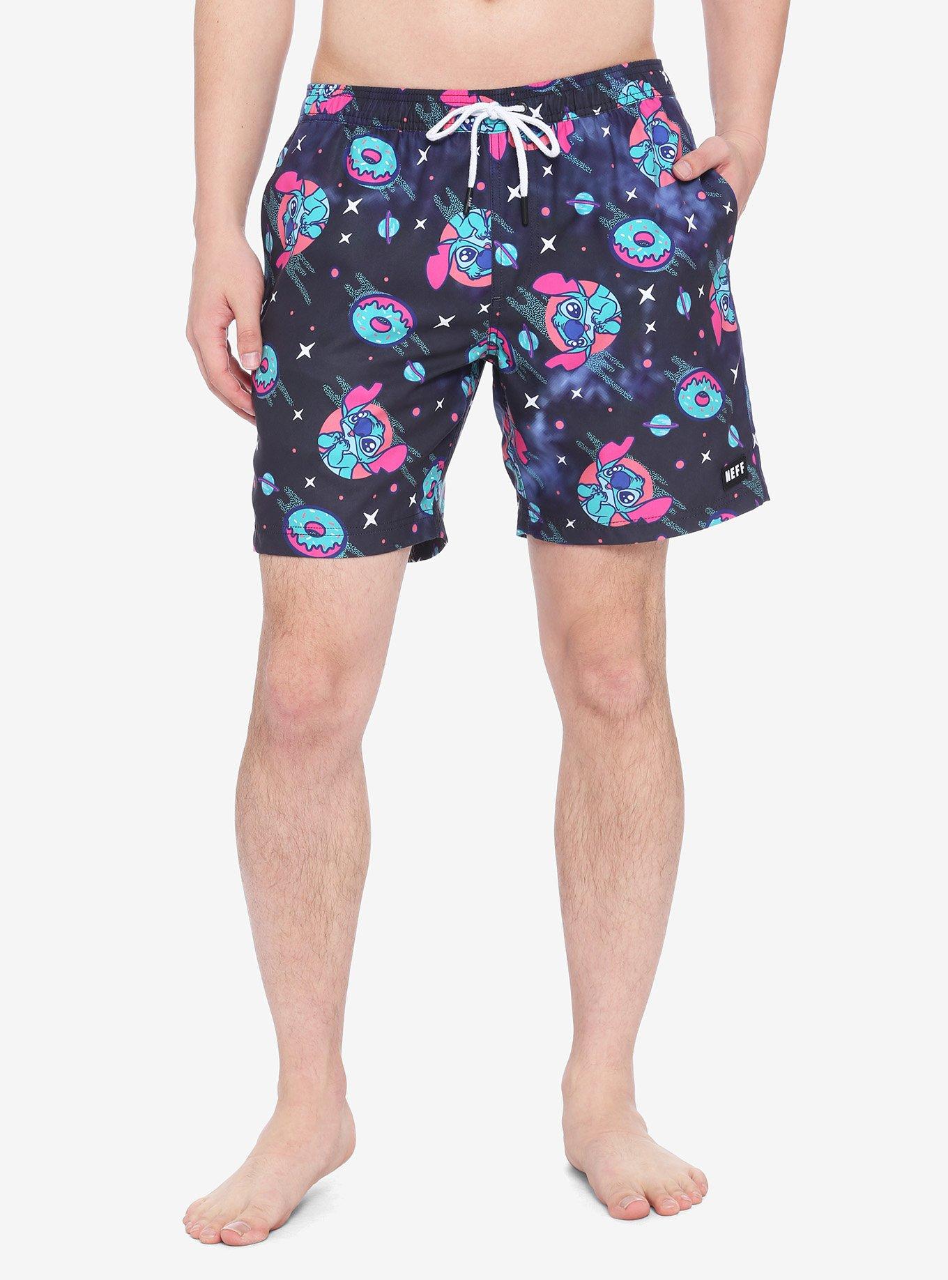 Neff X Disney Lilo & Stitch Galaxy Stitch Donut Swim Trunks Hot Topic