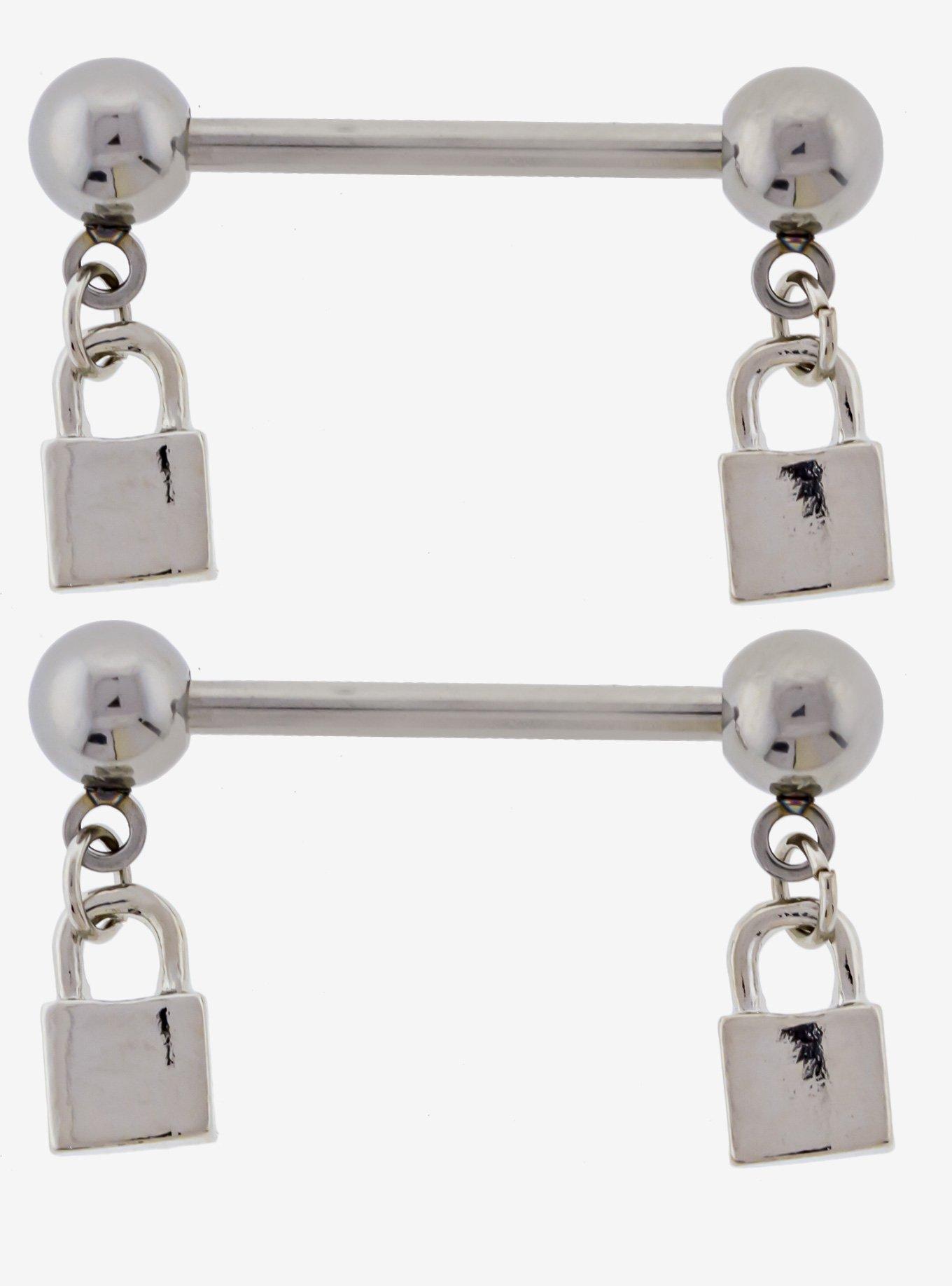 Steel Padlock Nipple Barbell 2 Pack Hot Topic