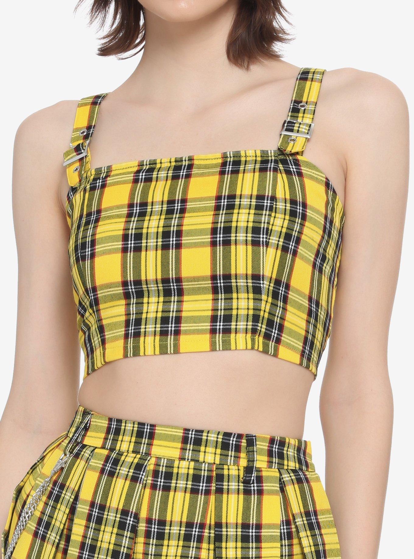Yellow Plaid Girls Crop Woven Top Hot Topic