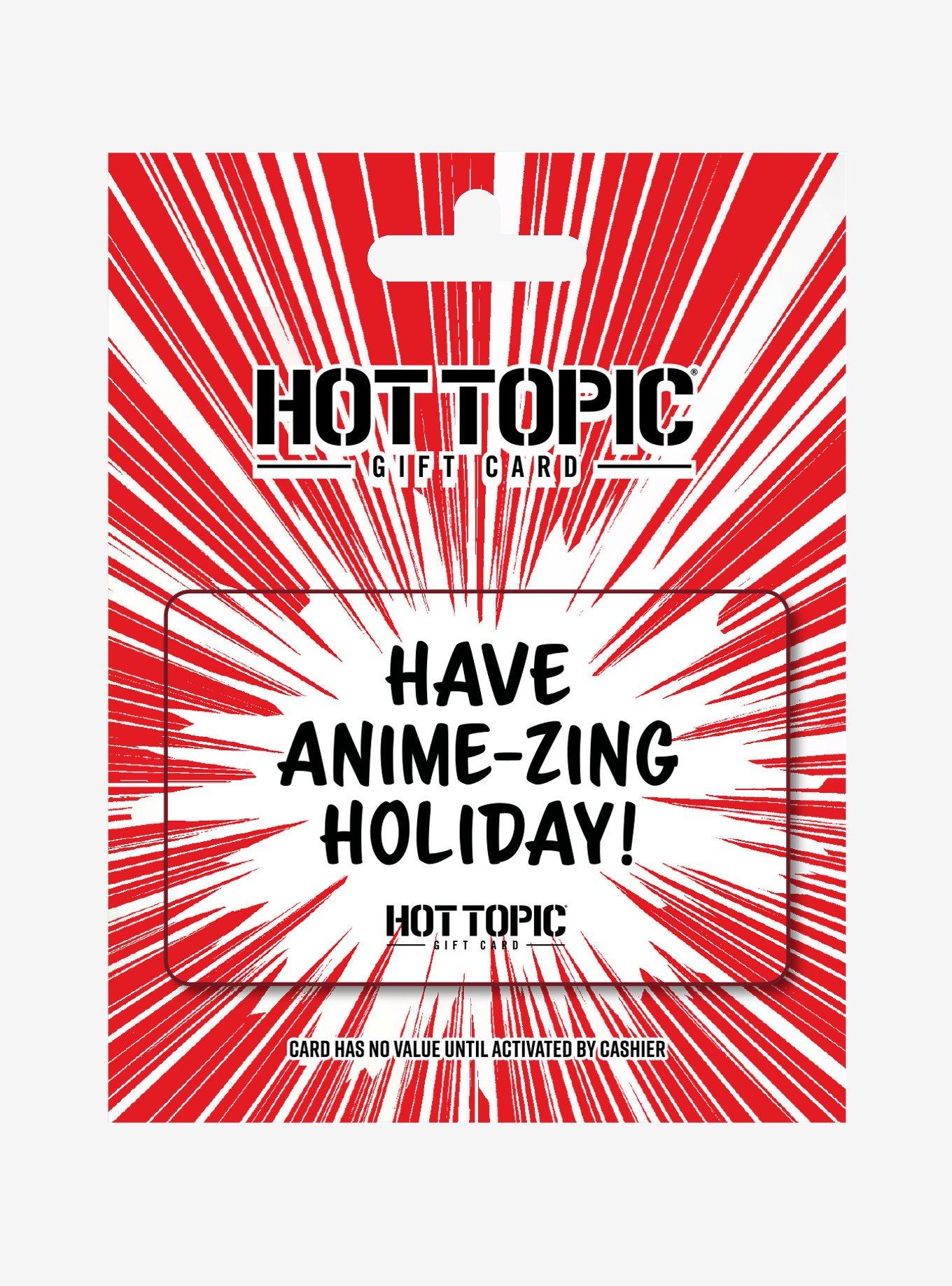 GC ANIME 10 Gift Card Hot Topic
