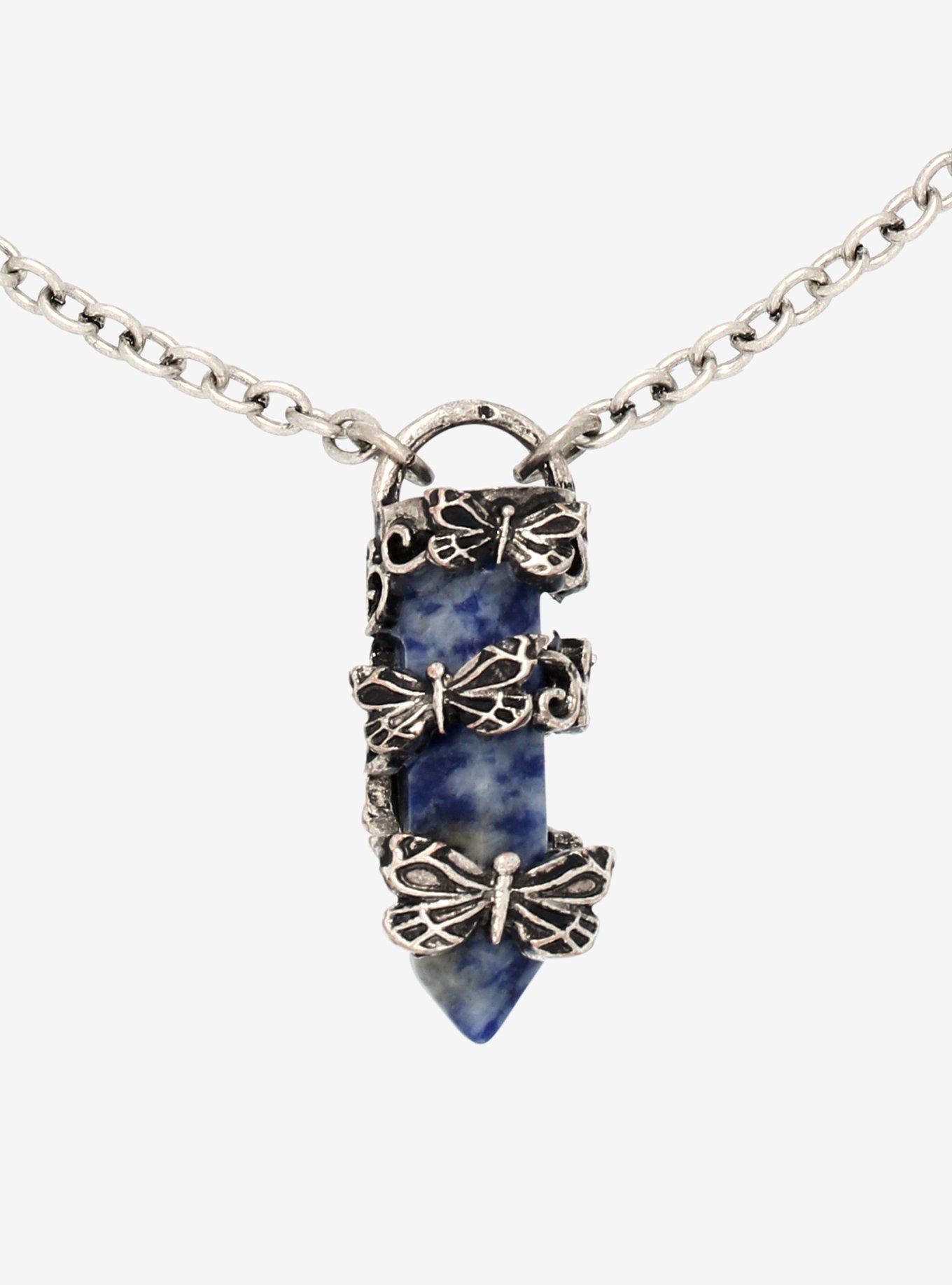 Butterfly Wrapped Crystal Necklace Hot Topic