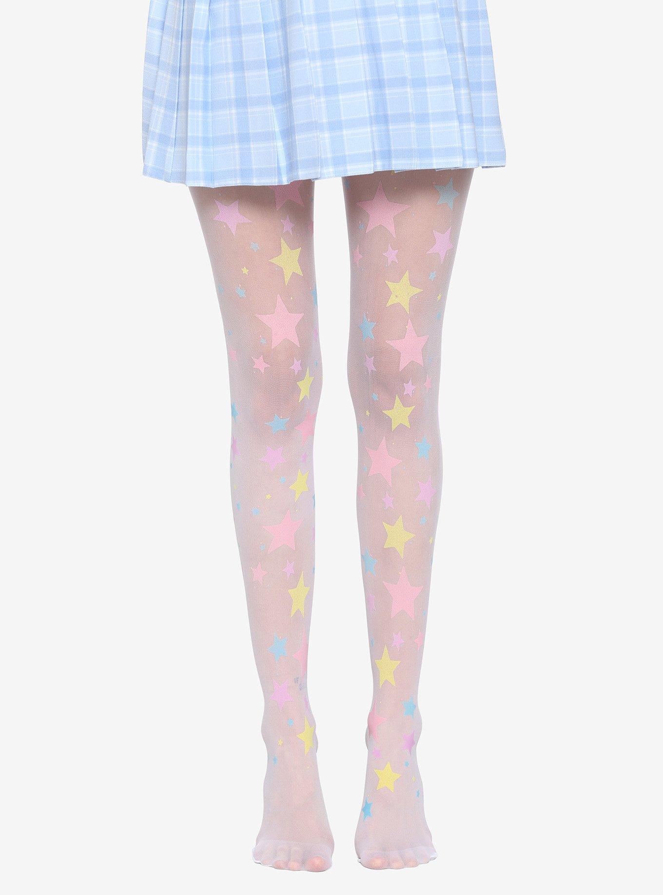Pastel Star White Tights Hot Topic