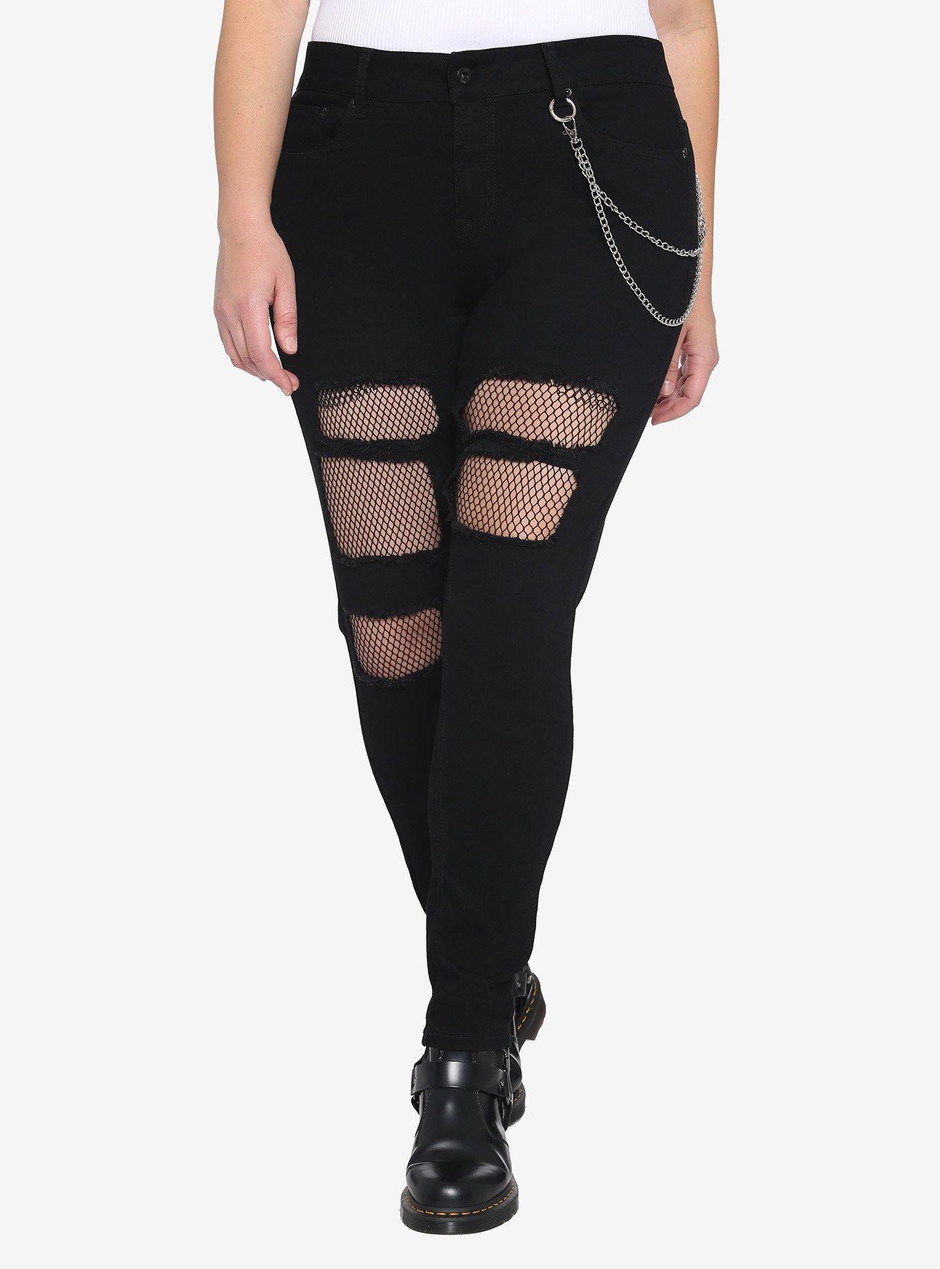 Black Destructed Chain Jeans Plus Size Hot Topic