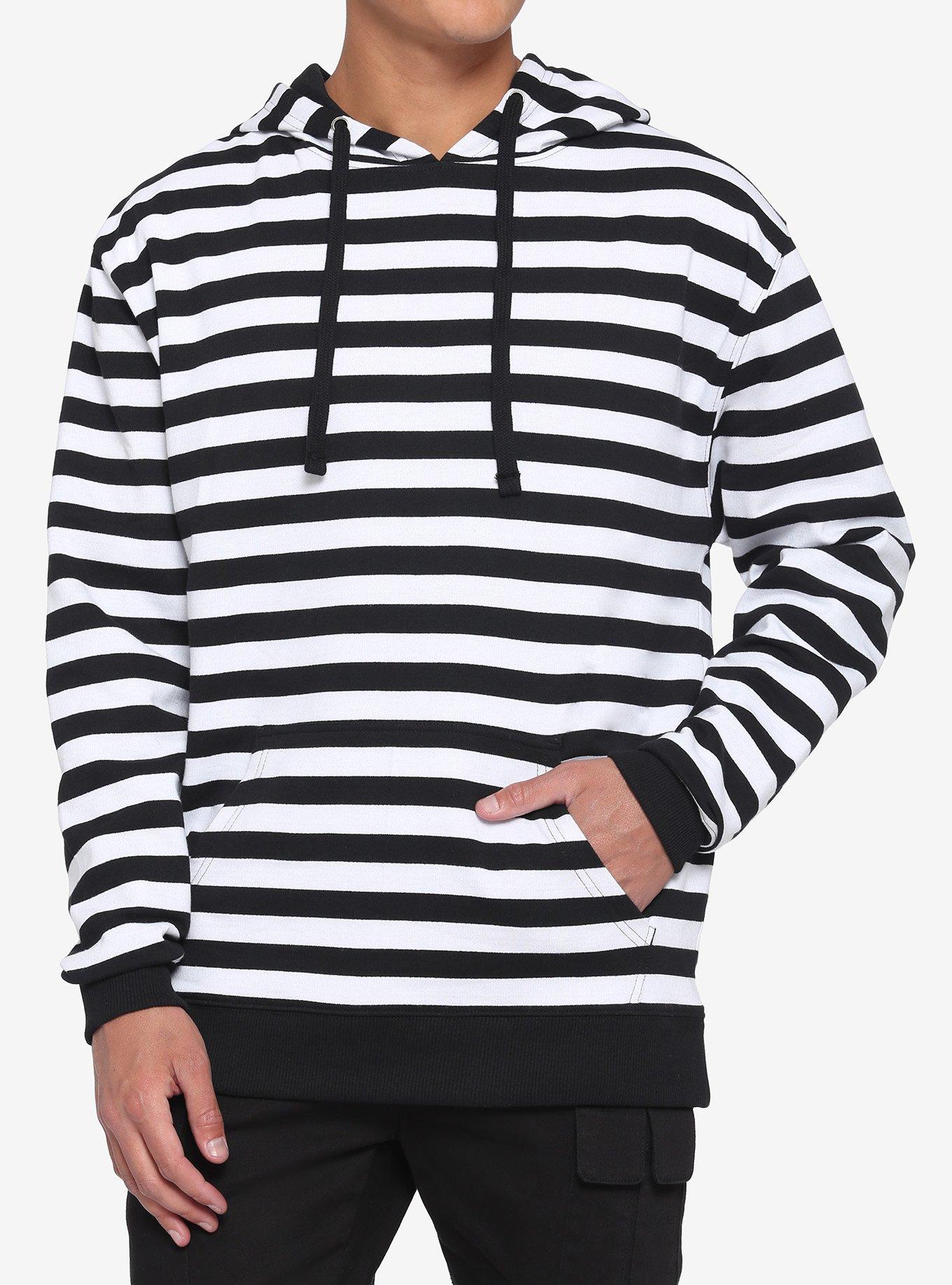 Black & White Stripe Hoodie Hot Topic