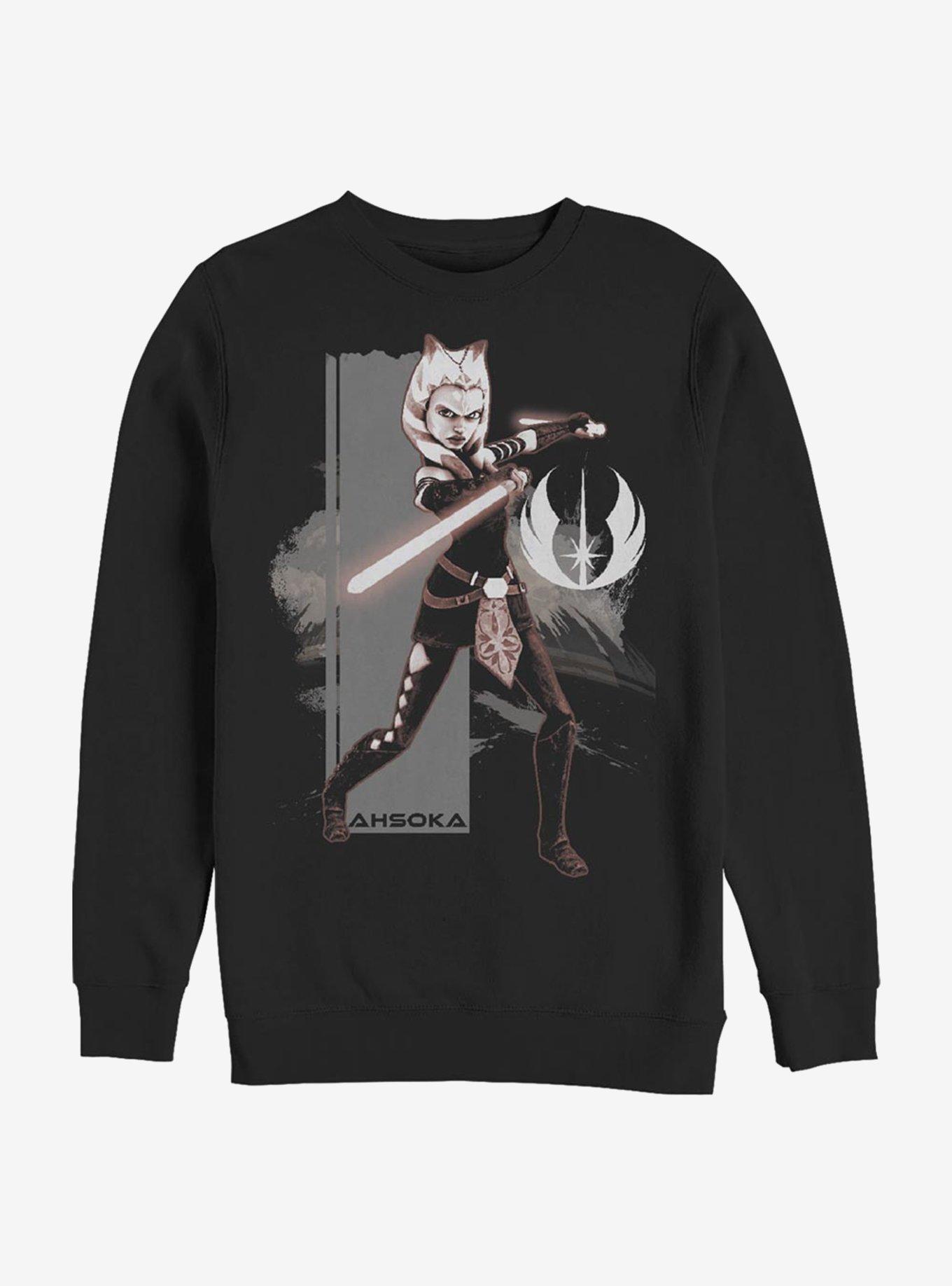Star Wars Ahsoka Grey Jedi Crew Sweatshirt BLACK Hot Topic