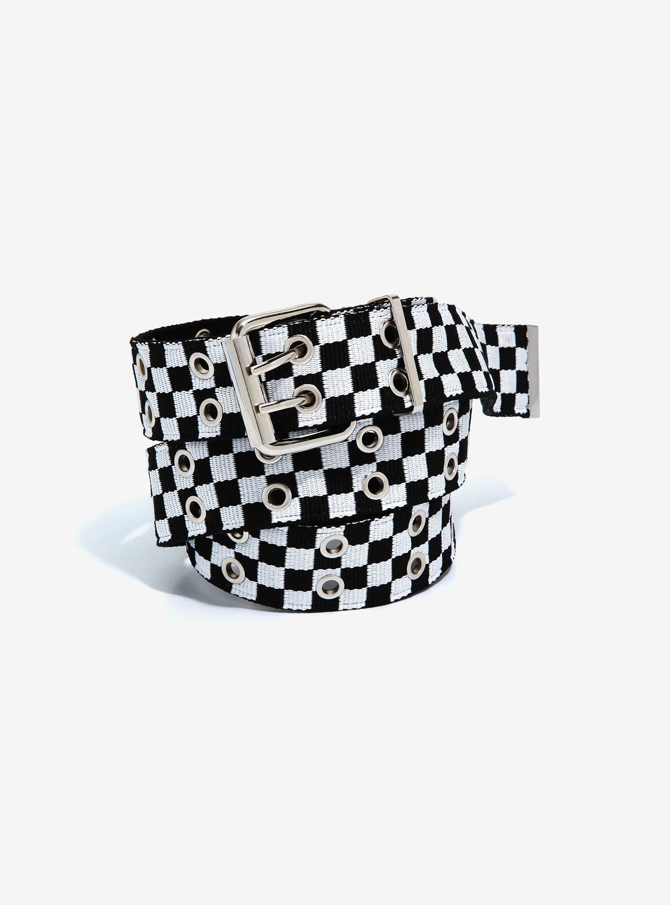 Checkered Woven Double Grommet Belt Hot Topic