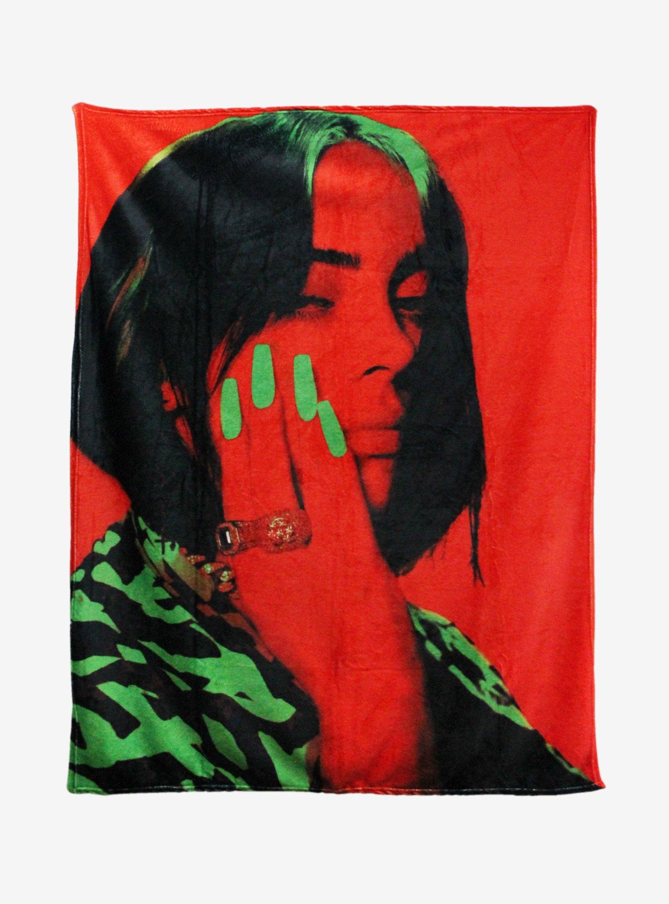 Billie Eilish Red & Green Throw Blanket Hot Topic