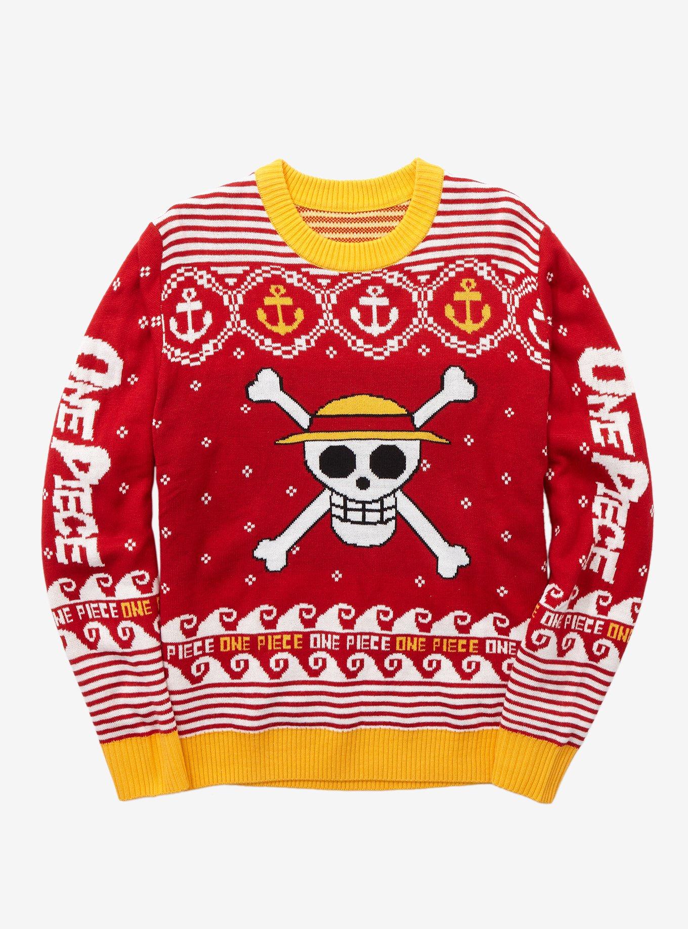One Piece Straw Hat Pirates Jolly Roger Emblem Holiday Sweater