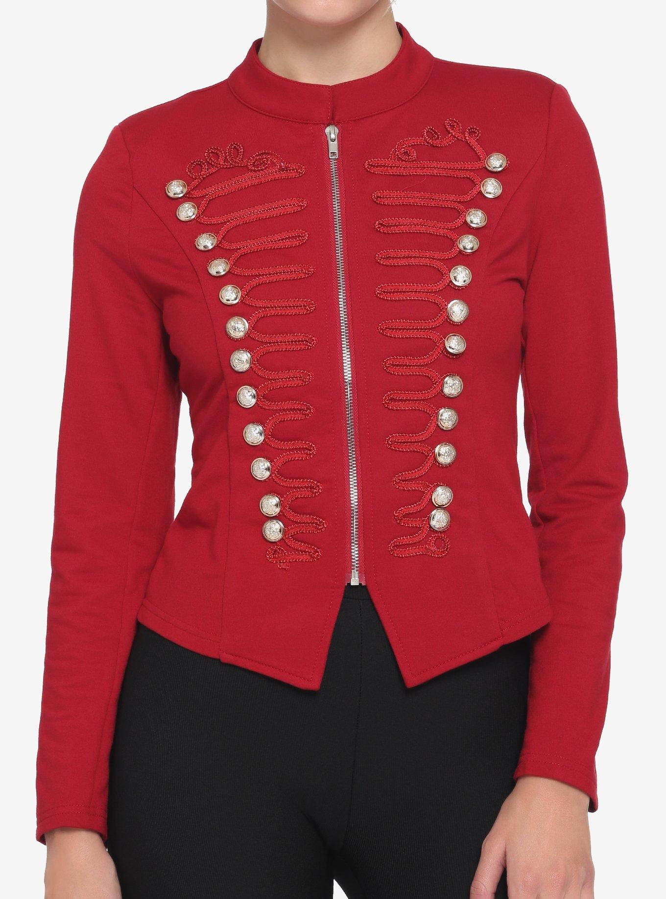 Red ZipUp Military Jacket Hot Topic