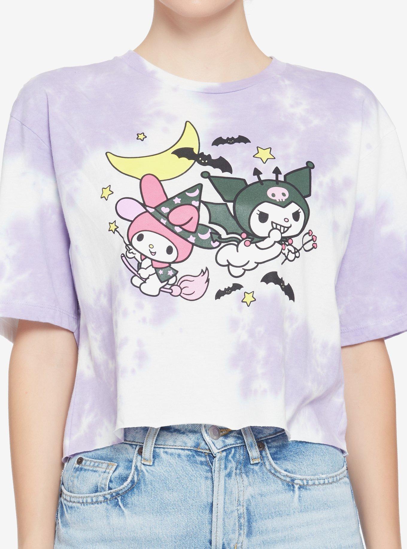 Kuromi & My Melody Halloween Purple Wash Girls Crop TShirt Hot Topic