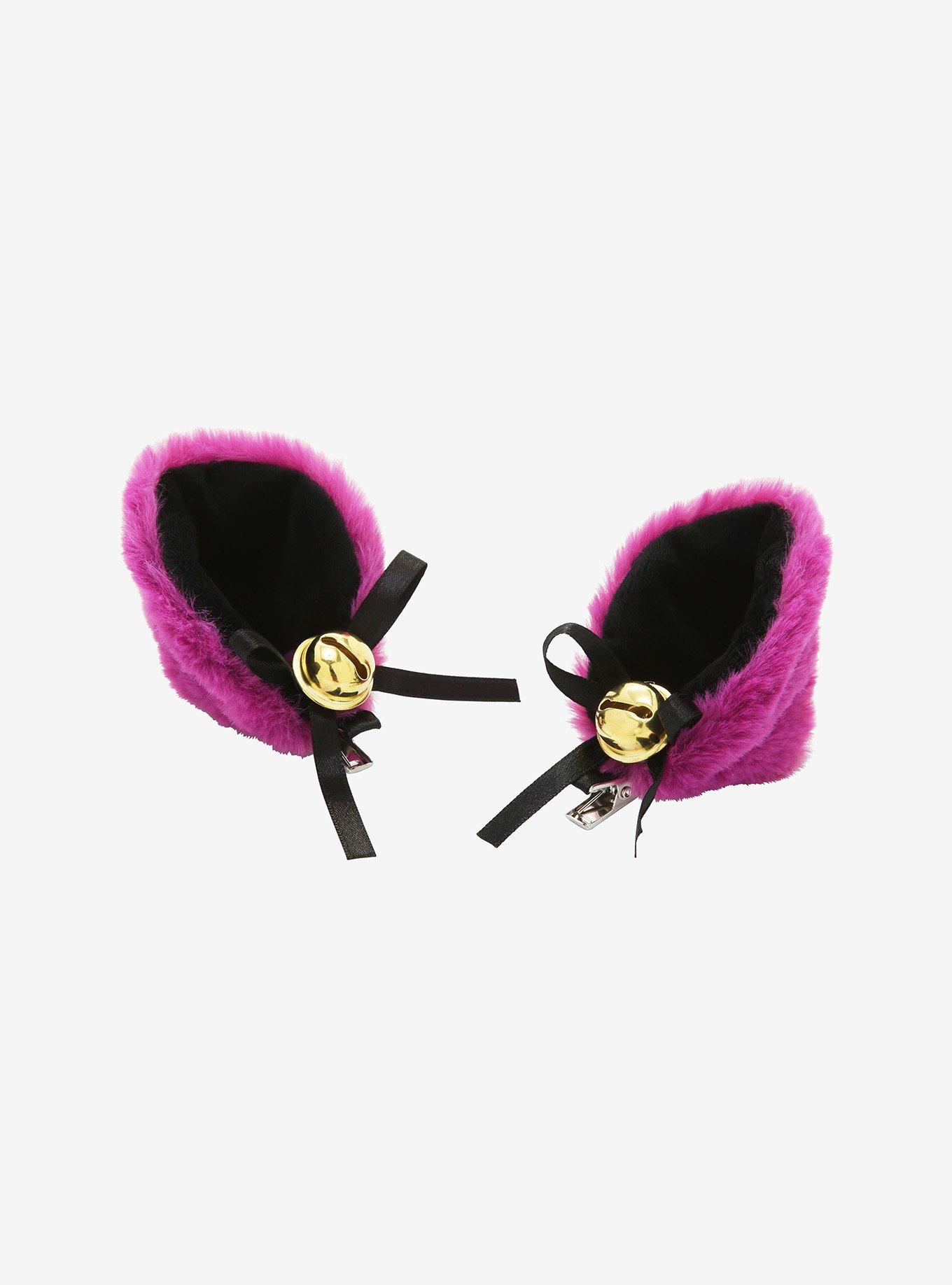 Purple & Black Cat Ears Hair Clip Set Hot Topic
