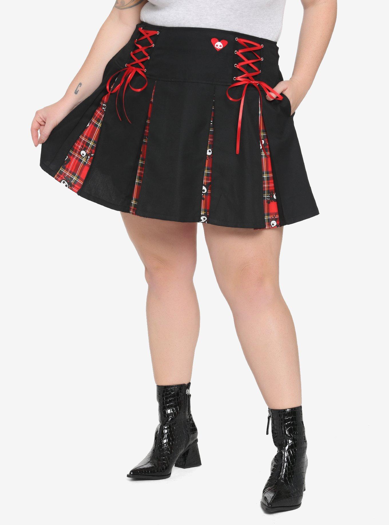 Skelanimals Plaid Contrast Pleated Skirt Plus Size Hot Topic
