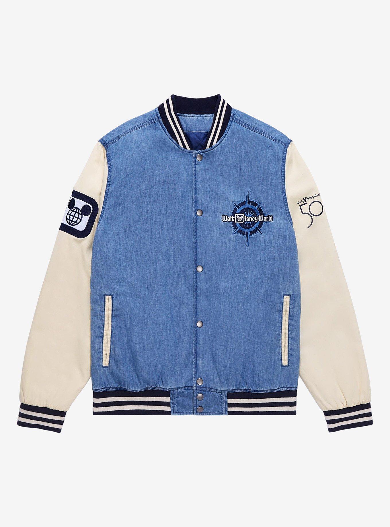 Disney Walt Disney World 50th Anniversary Denim Varsity Jacket
