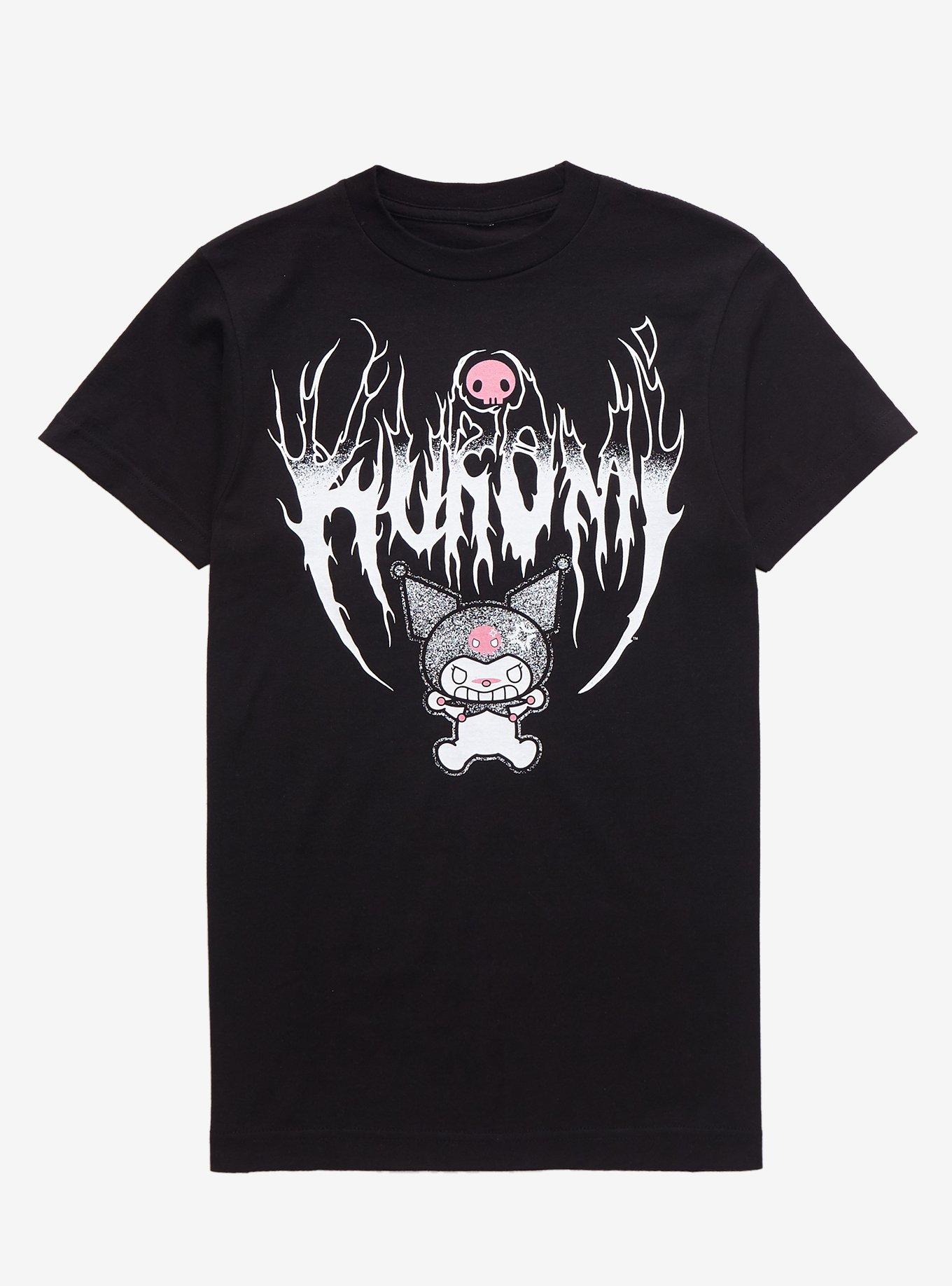 Kuromi Metal Font Boyfriend Fit Girls TShirt Hot Topic