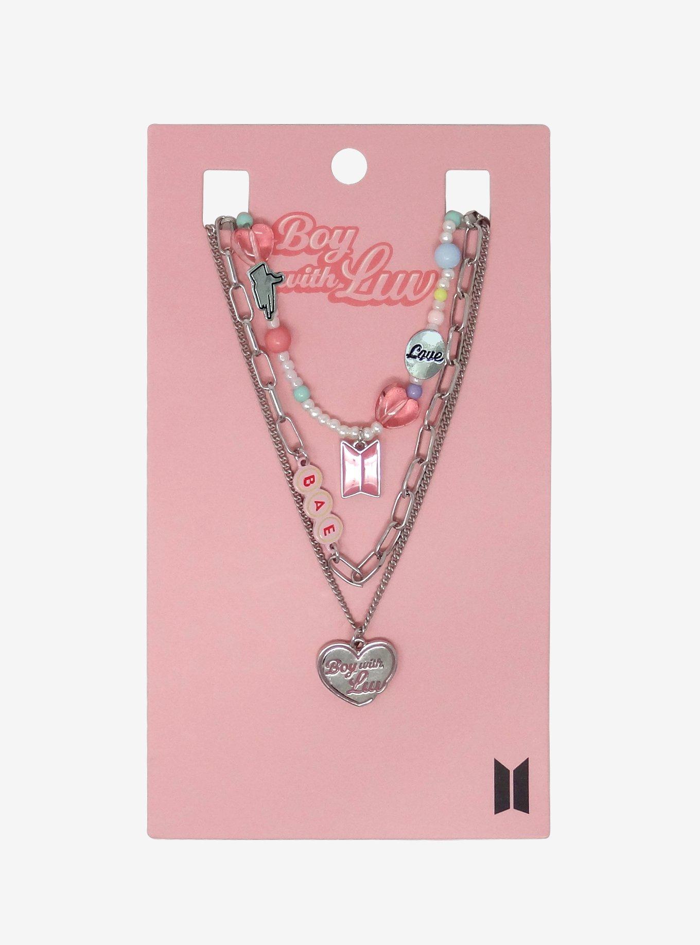 BTS Boy With Luv Beaded Chain Necklace Set Hot Topic