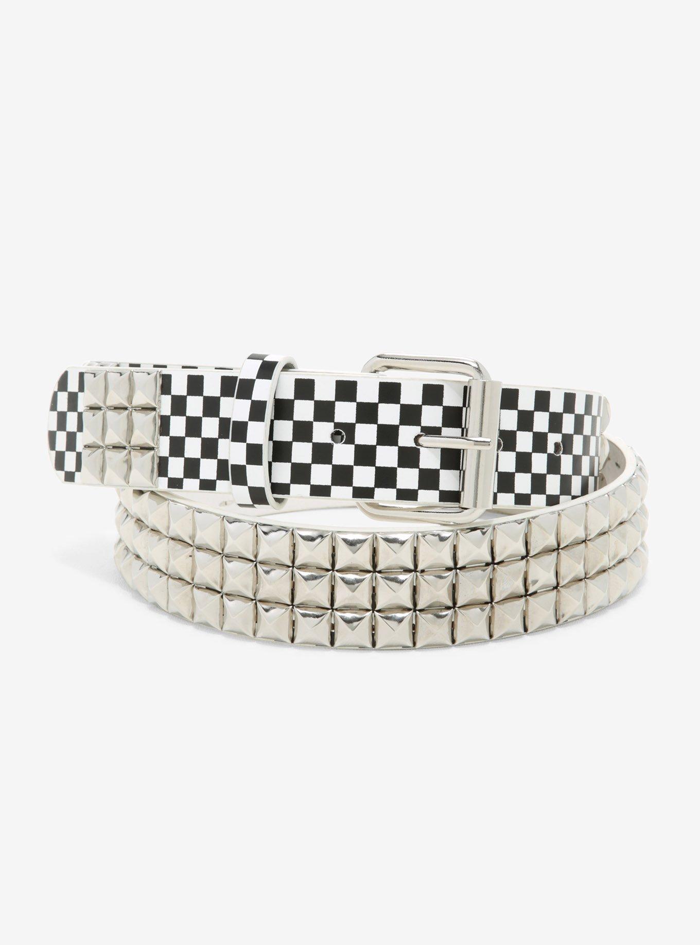 Black & White Checkered Stud Belt Hot Topic