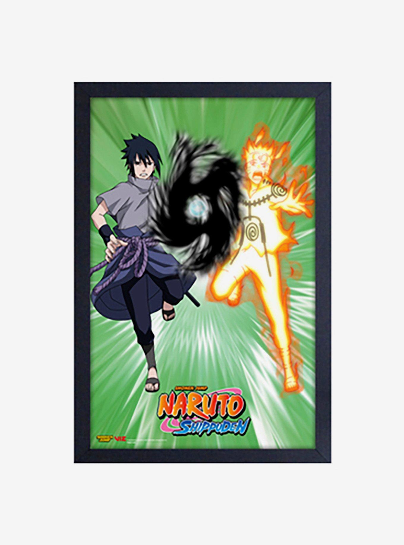 Naruto Sasuke And Naruto Charge Framed Wood Wall Art Hot Topic