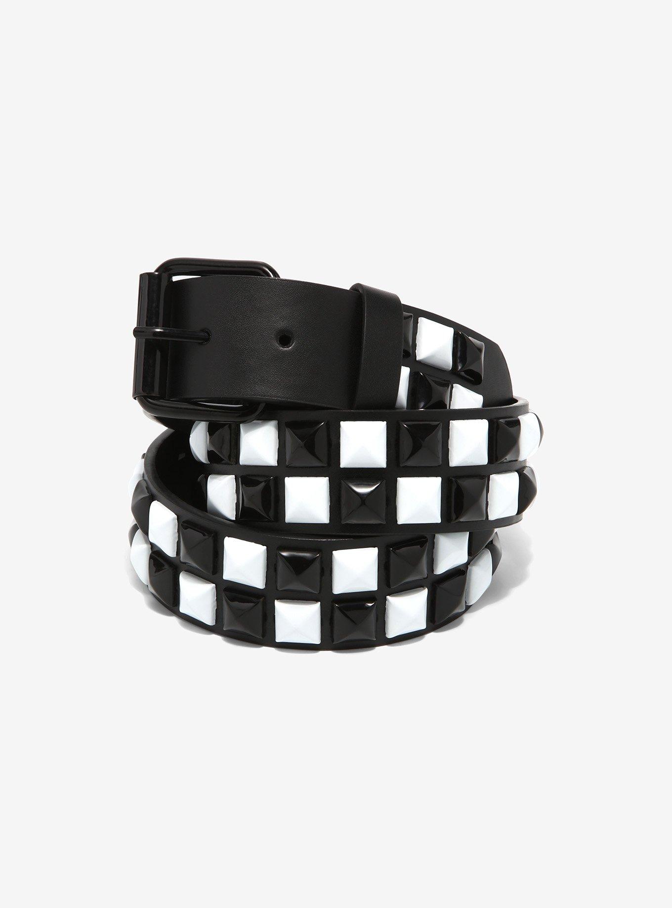 Black & White Checkered Pyramid Stud Belt Hot Topic