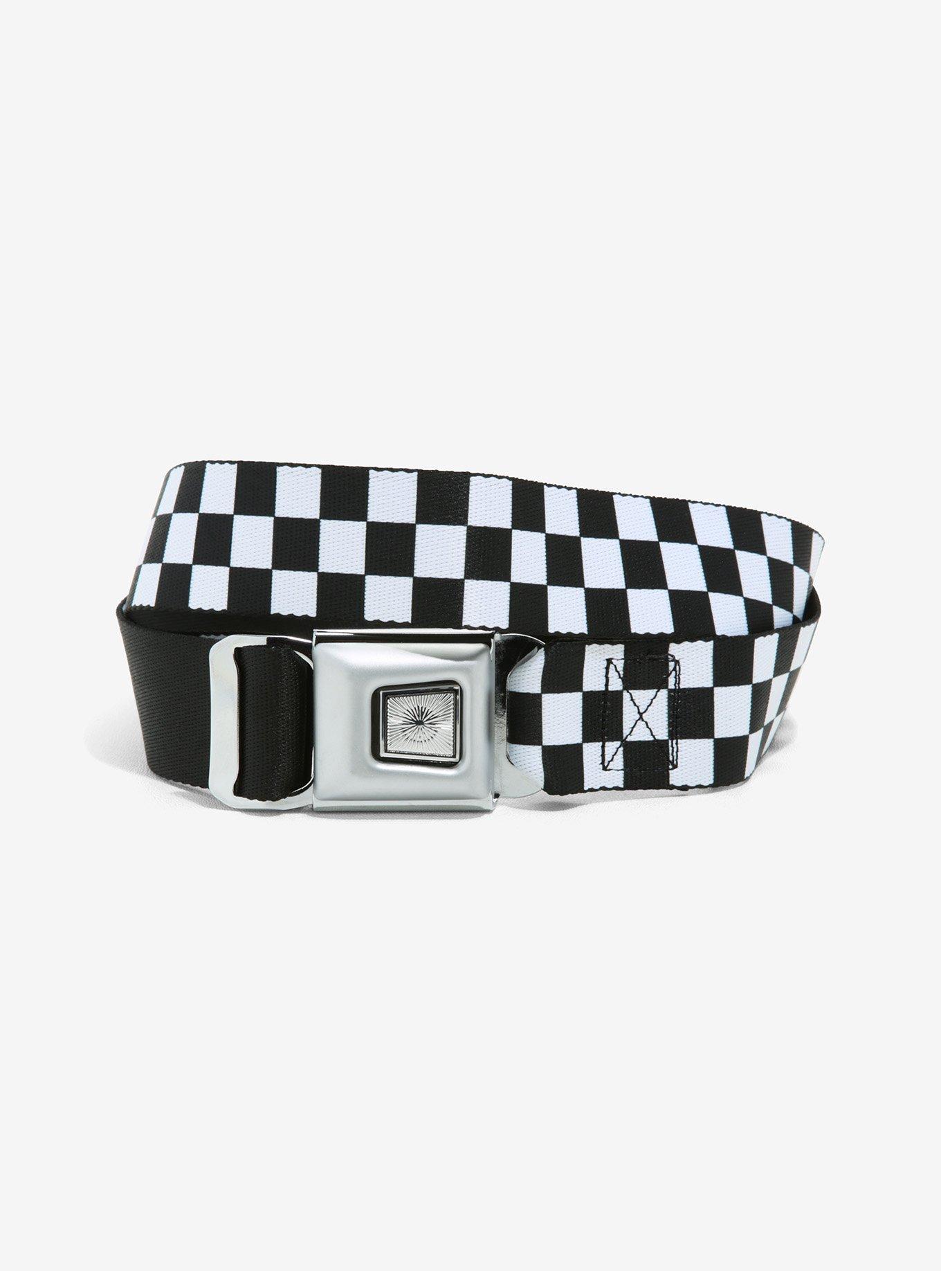 Black & White Checkered Seatbelt Belt Hot Topic