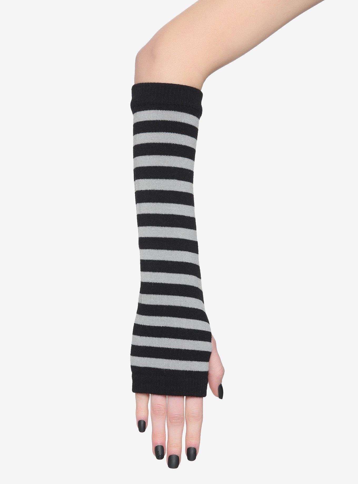 Grey & Black Stripe Arm Warmers Hot Topic