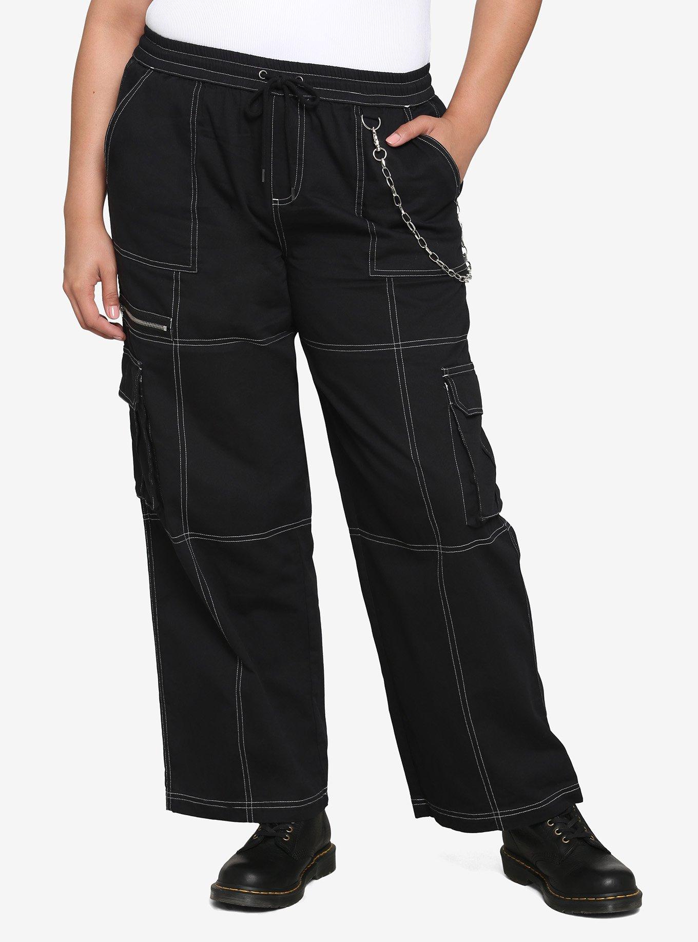 Black & White Stitch Chain Carpenter Pants Plus Size Hot Topic