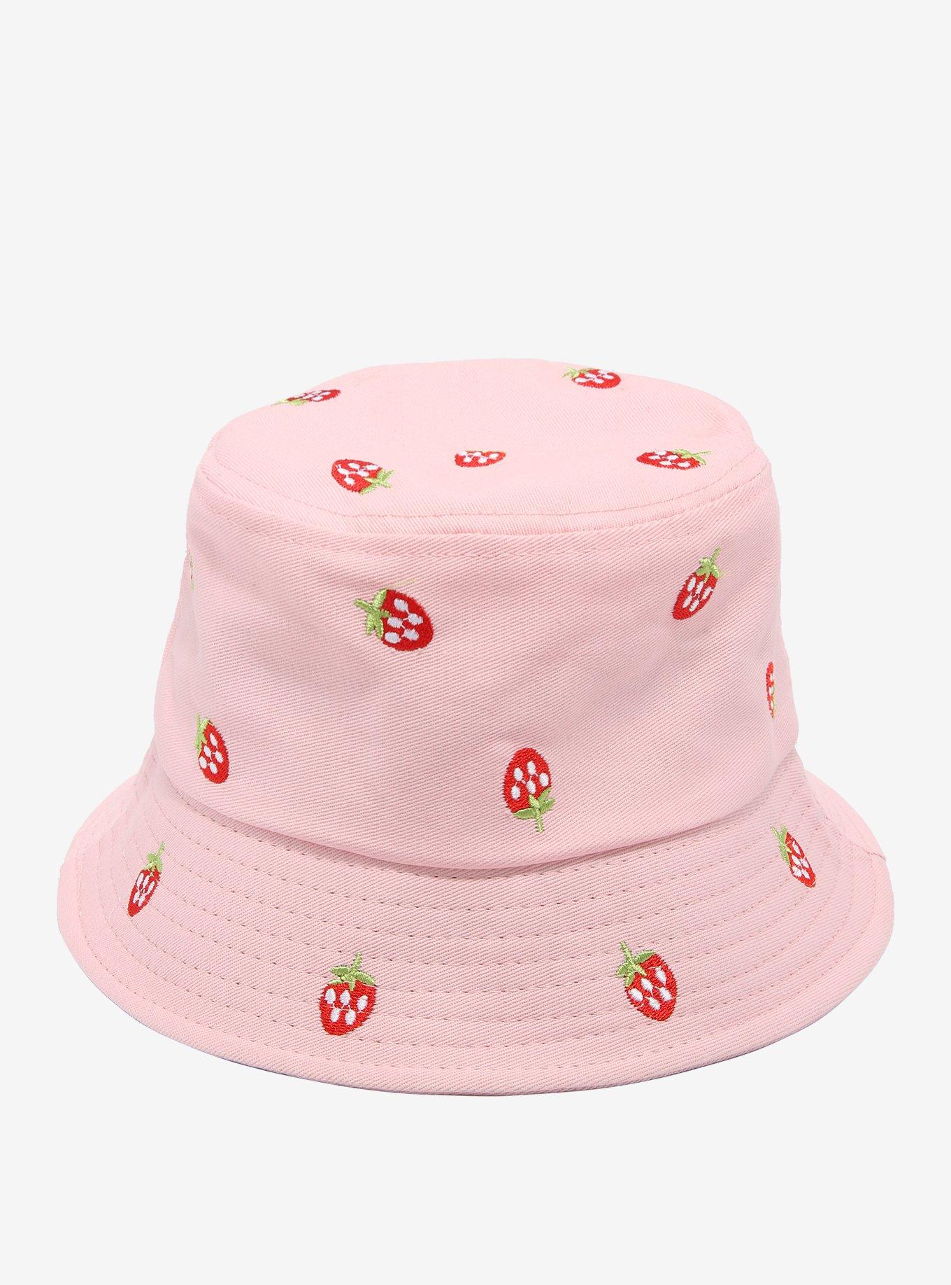 Embroidered Strawberry Bucket Hat Hot Topic