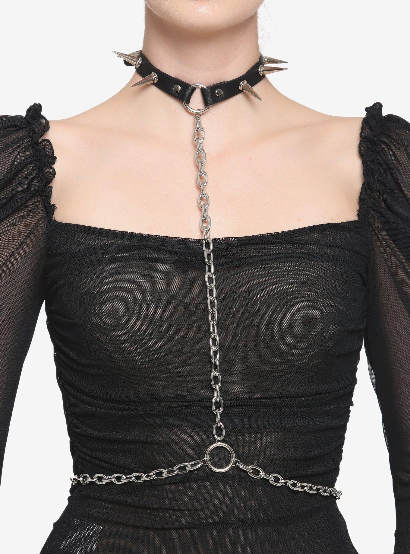 Spike Choker Body Chain Hot Topic