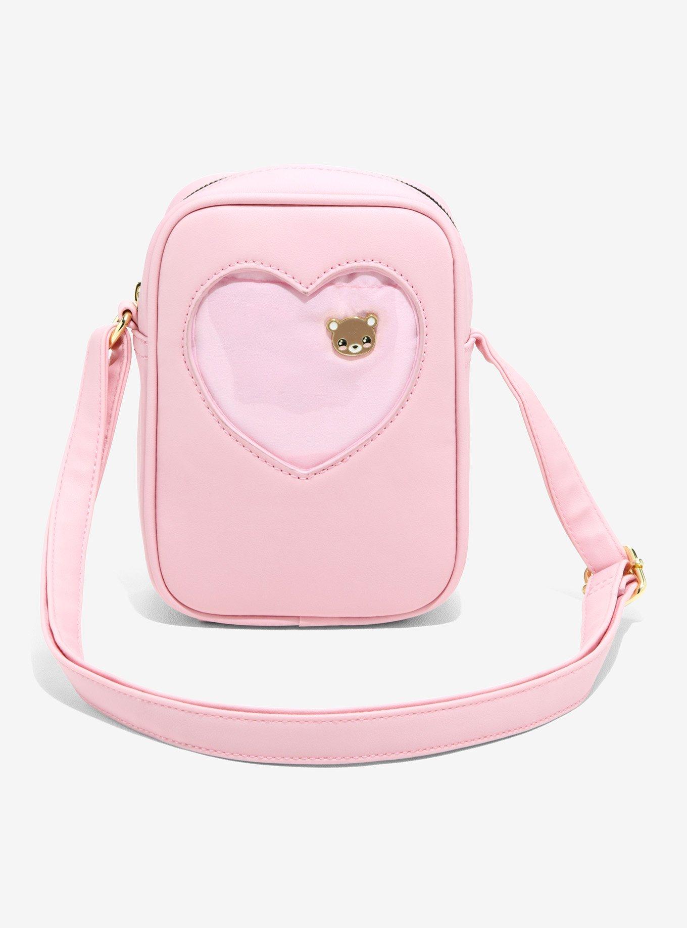 Pink Heart Pin Collector Crossbody Bag Hot Topic