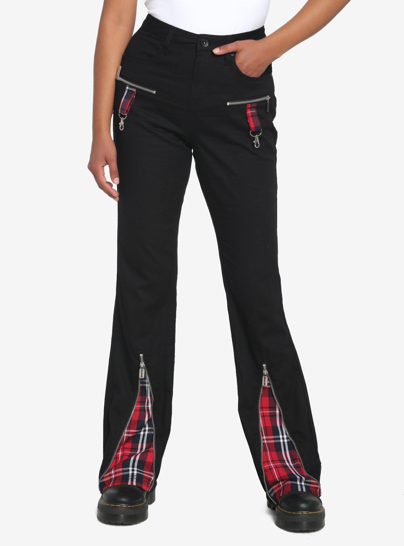 Black Plaid Zipper Leg Pants Hot Topic
