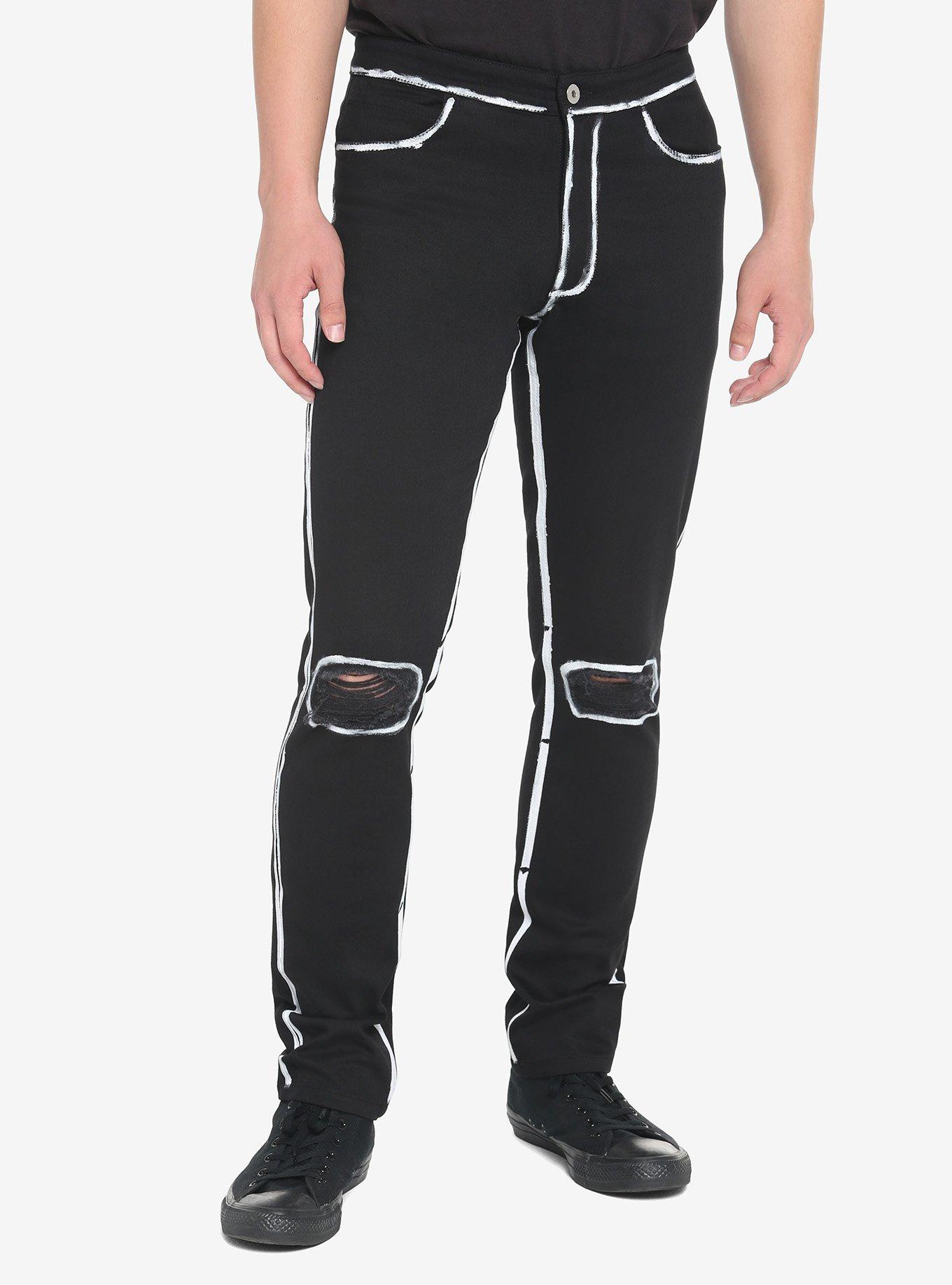 Black & White Contrast Painted Skinny Jeans Hot Topic