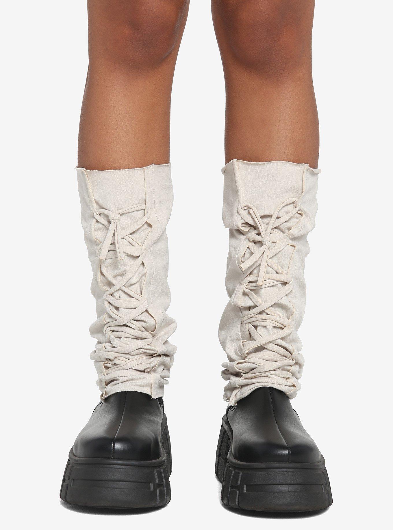 Cream LaceUp Leg Warmers Hot Topic