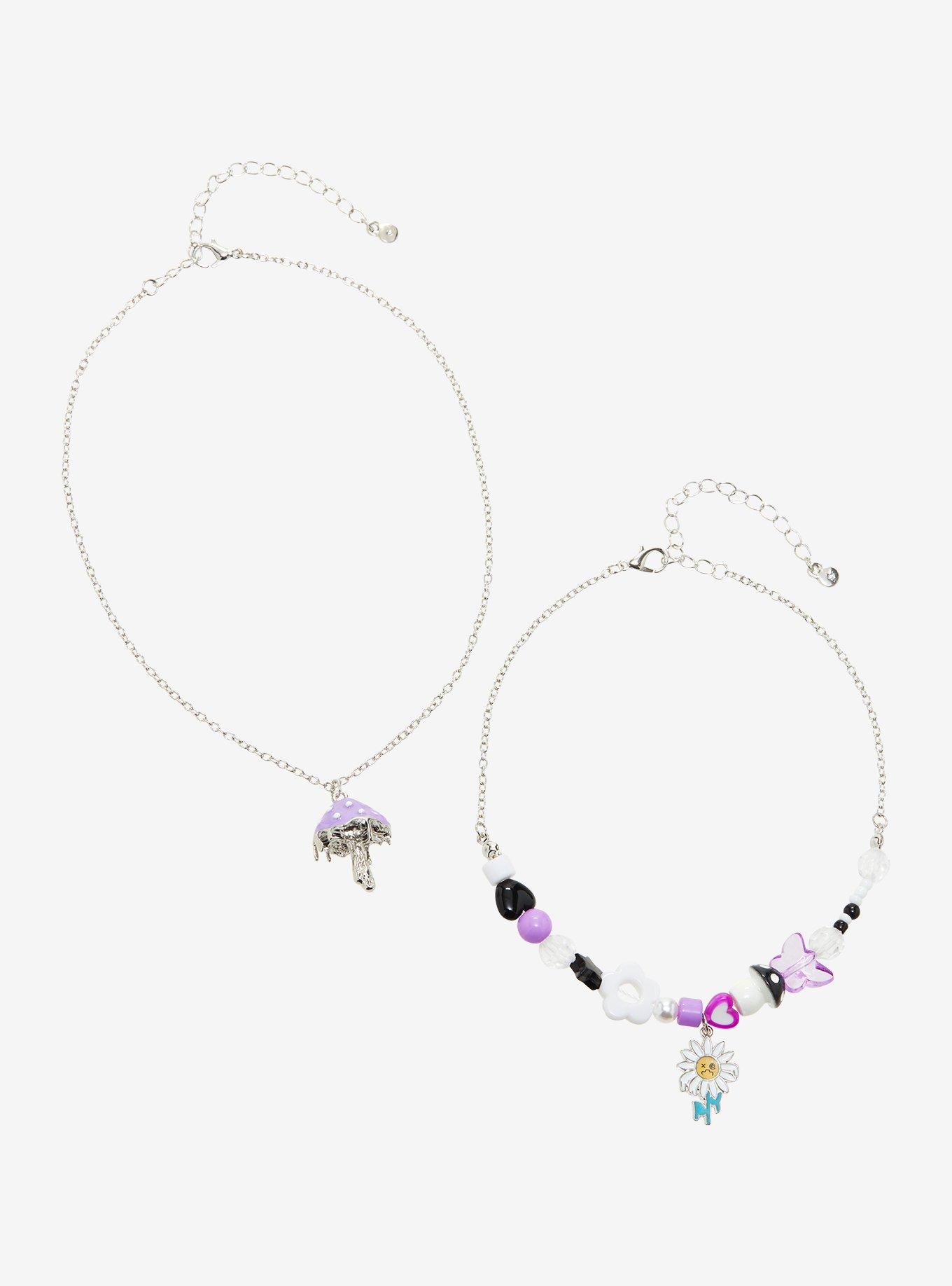 Mushroom & Flower Bead Necklace Set Hot Topic