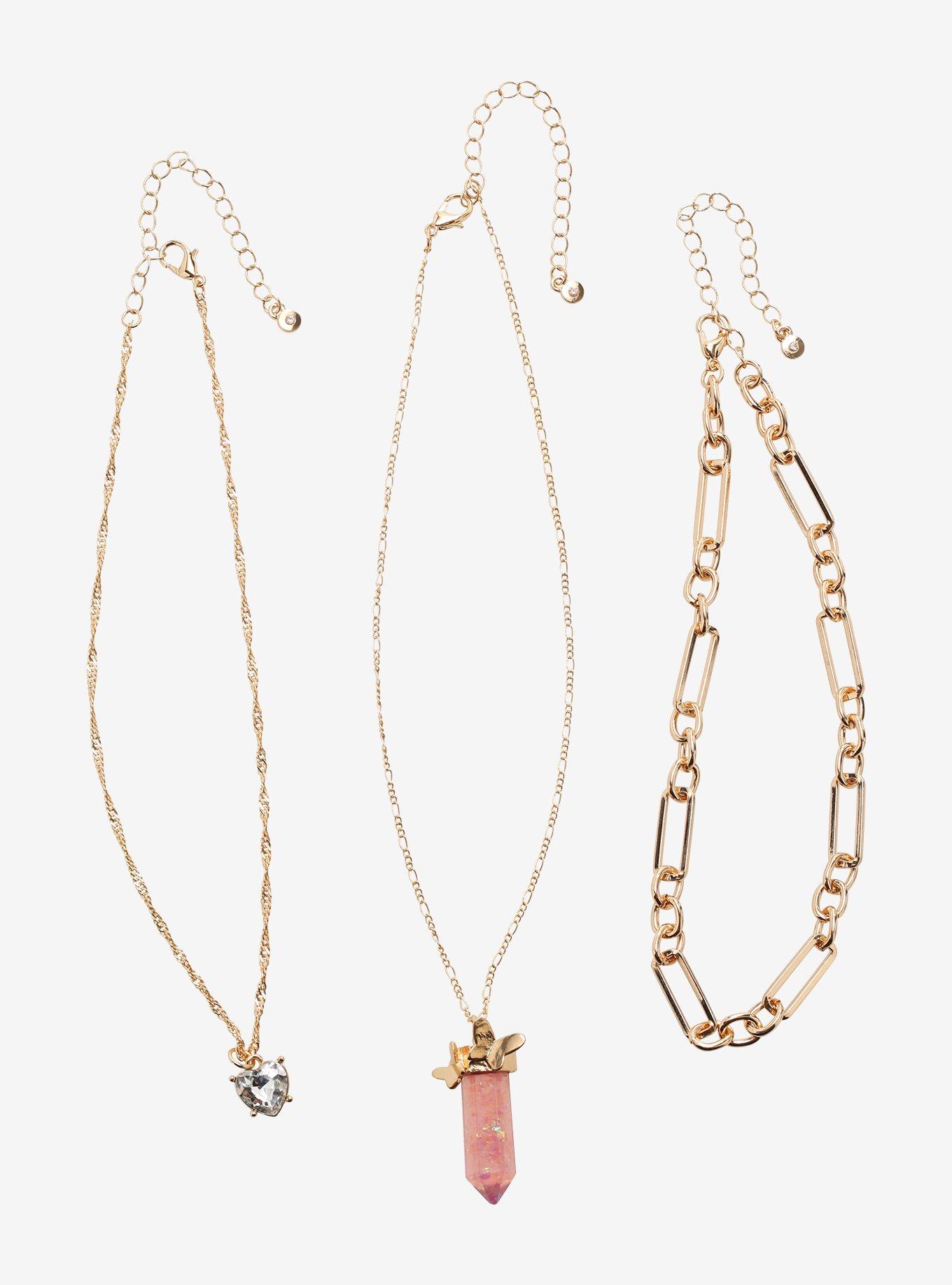 Butterfly Crystal Heart Necklace Set Hot Topic
