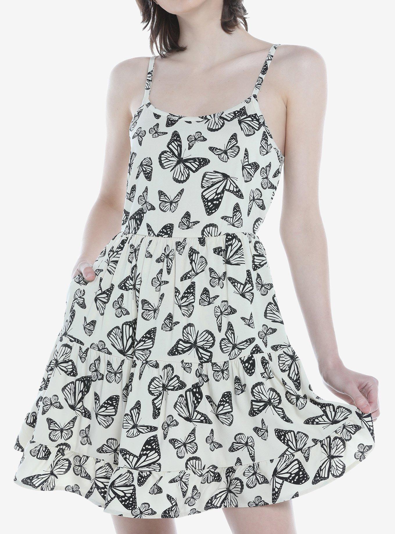 Ivory Butterfly Tiered Dress Hot Topic