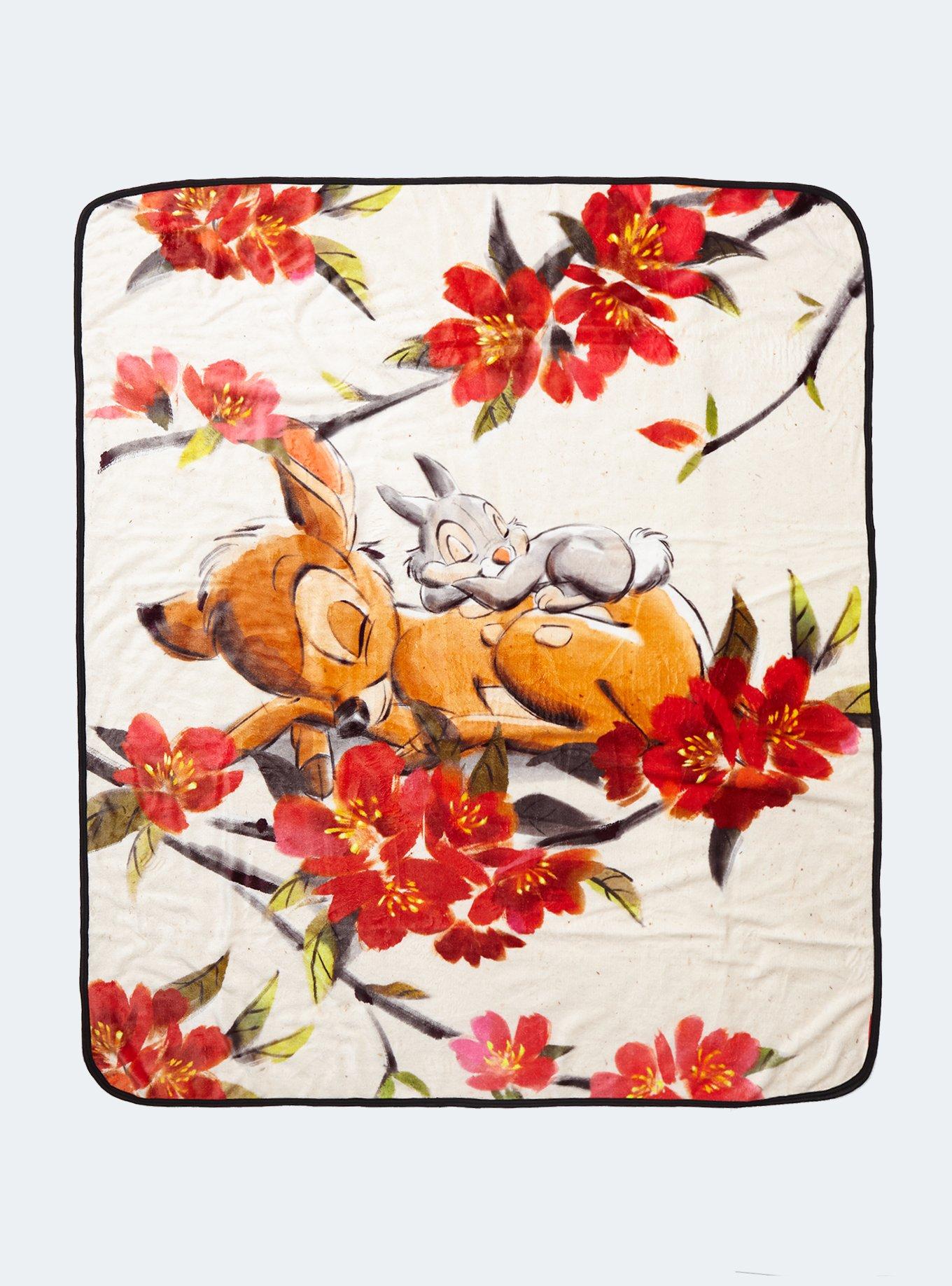 Disney Bambi Napping Floral Throw Blanket Hot Topic