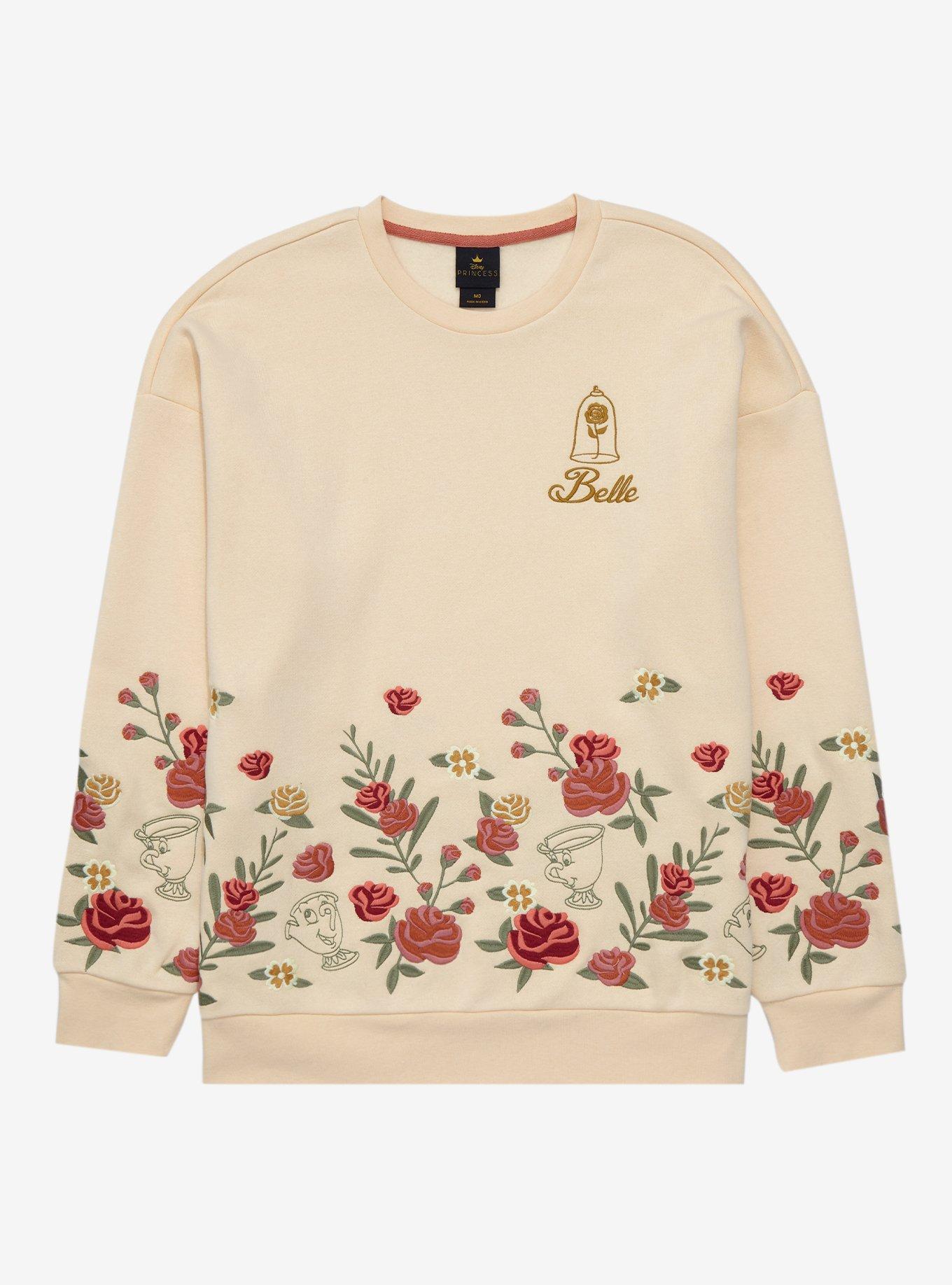 Disney Beauty and the Beast Belle Floral Women's Crewneck BoxLunch Exclusive BoxLunch
