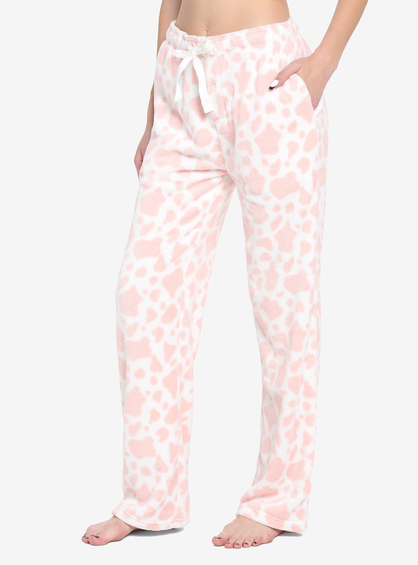 Pink Cow Fuzzy Pajama Pants Hot Topic