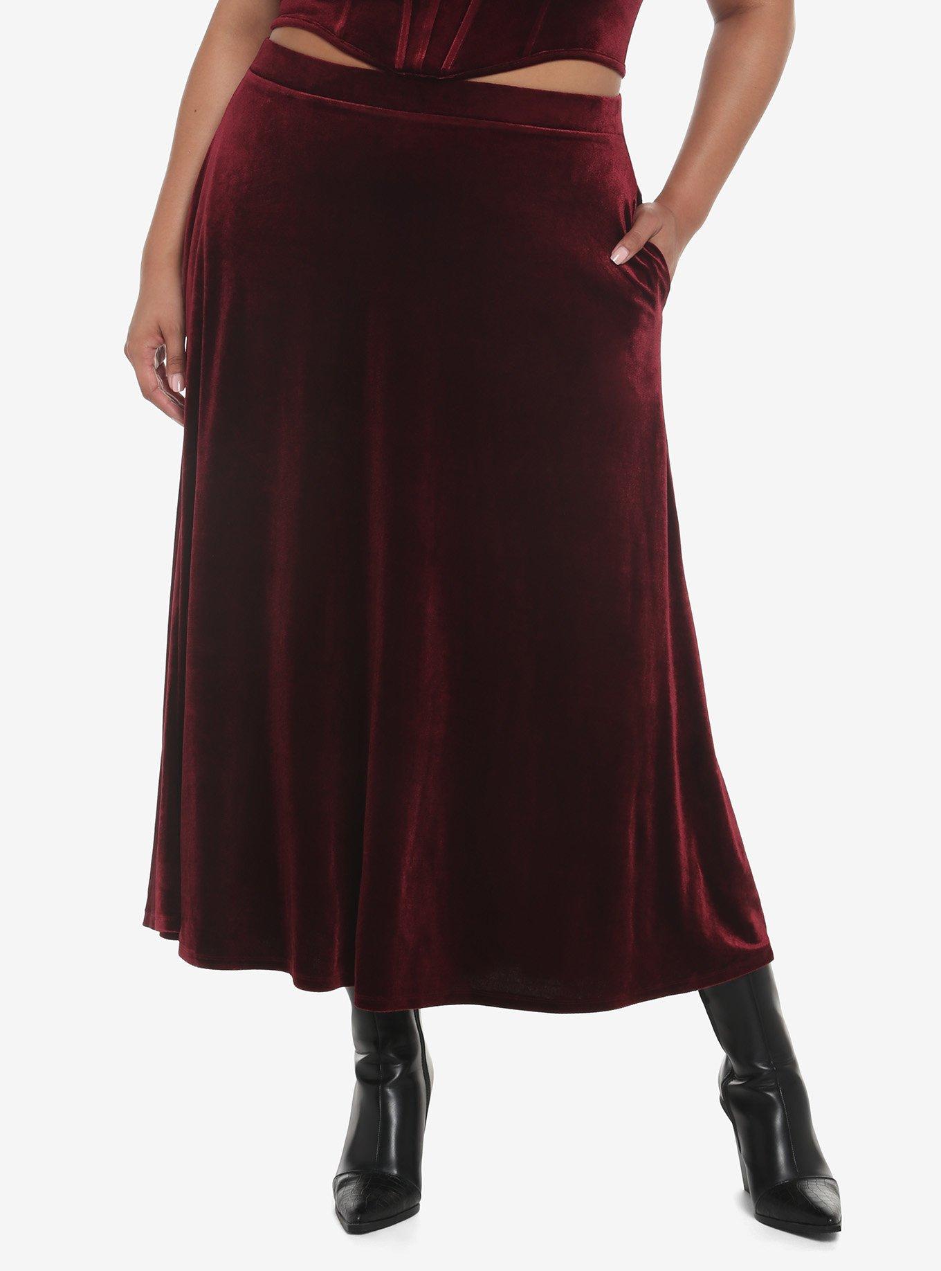 Burgundy Velvet Maxi Skirt Plus Size Hot Topic