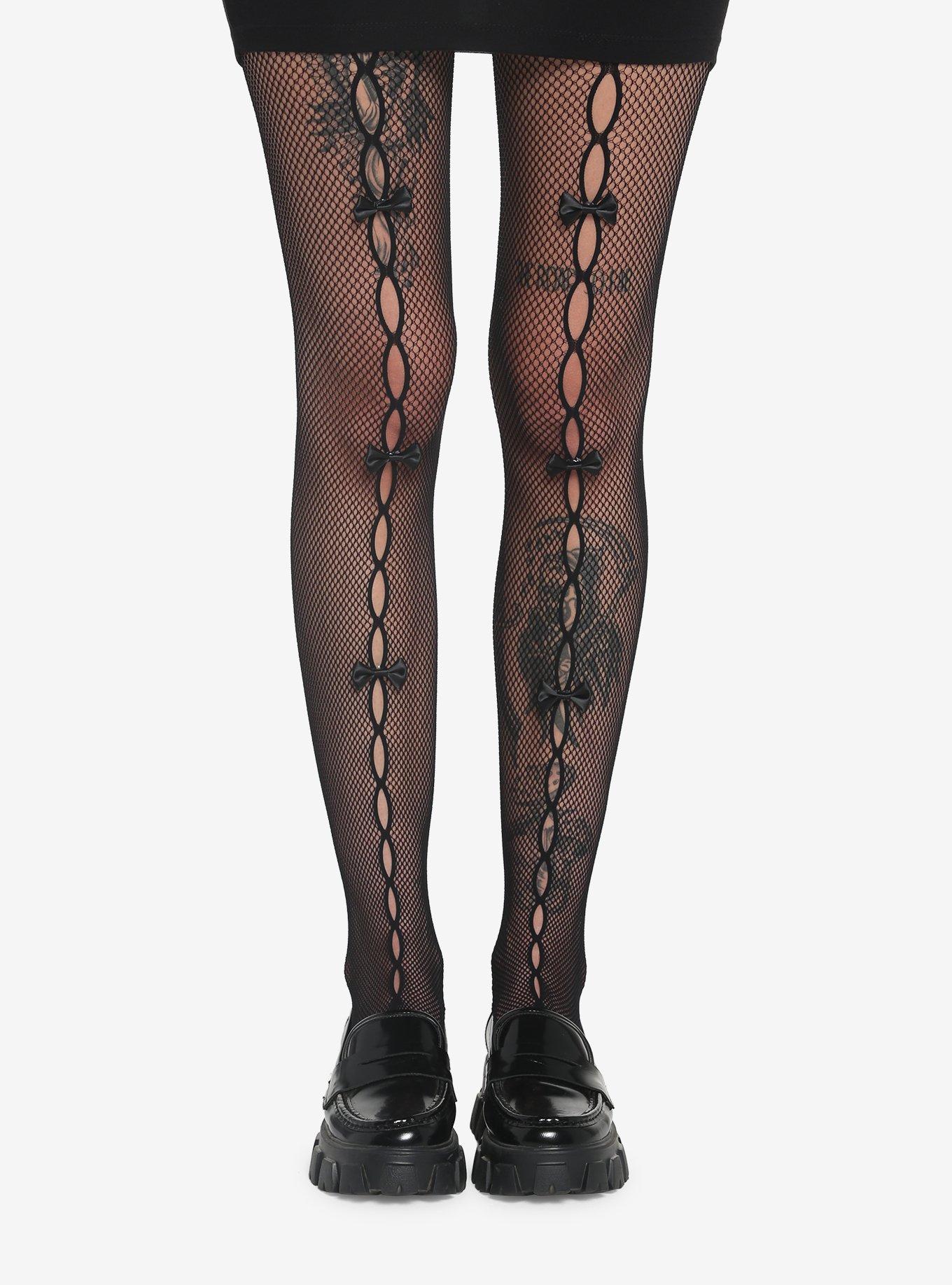 Black Cutout Bow Tights Hot Topic