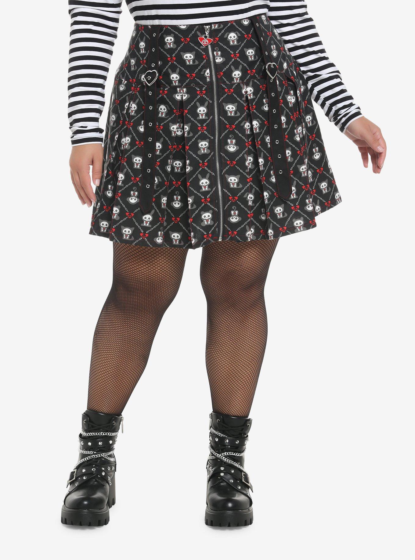 Skelanimals Grommet Strap Pleated Skirt Plus Size Hot Topic