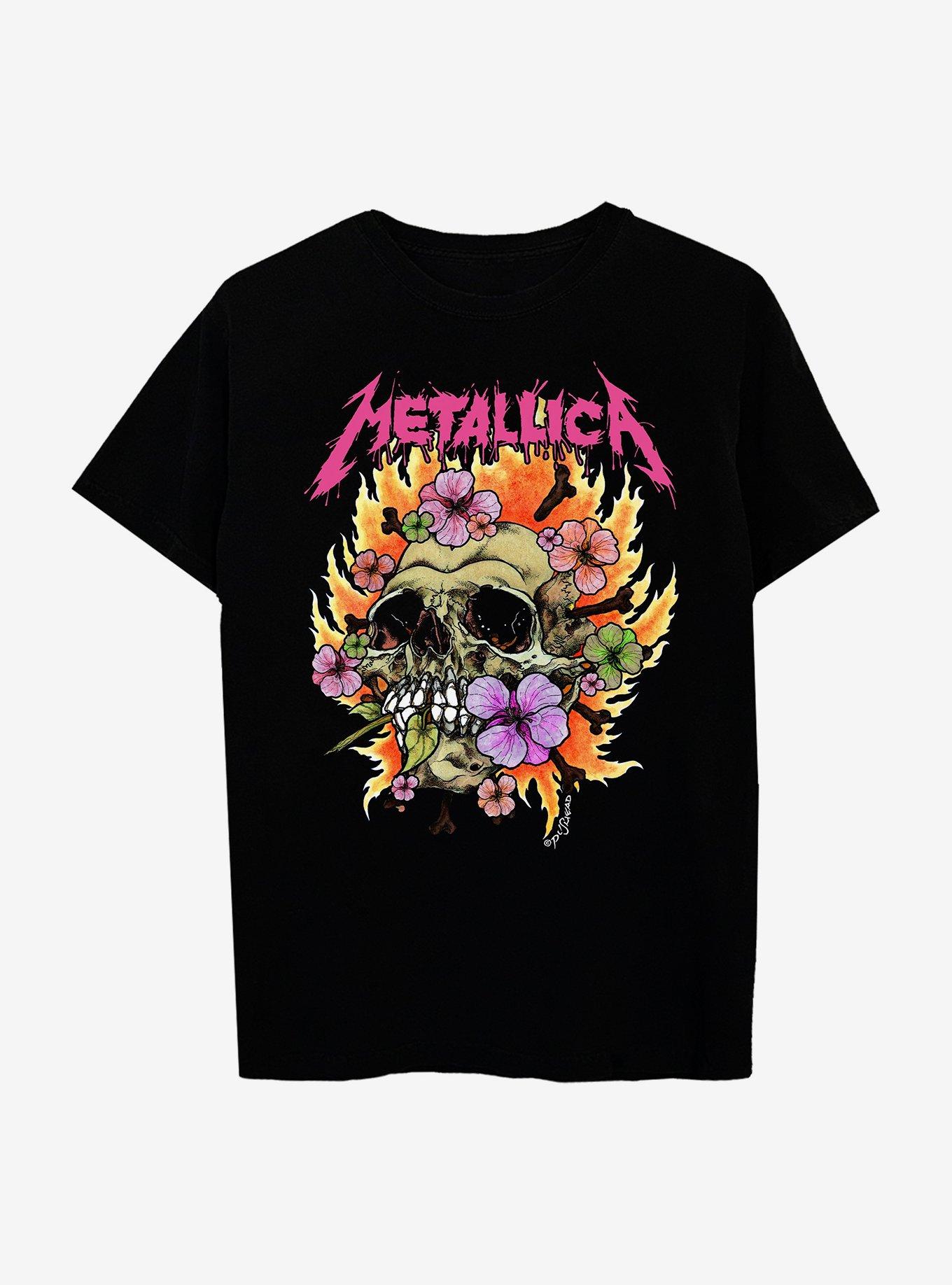 Metallica Floral Skull Boyfriend Fit Girls TShirt Hot Topic