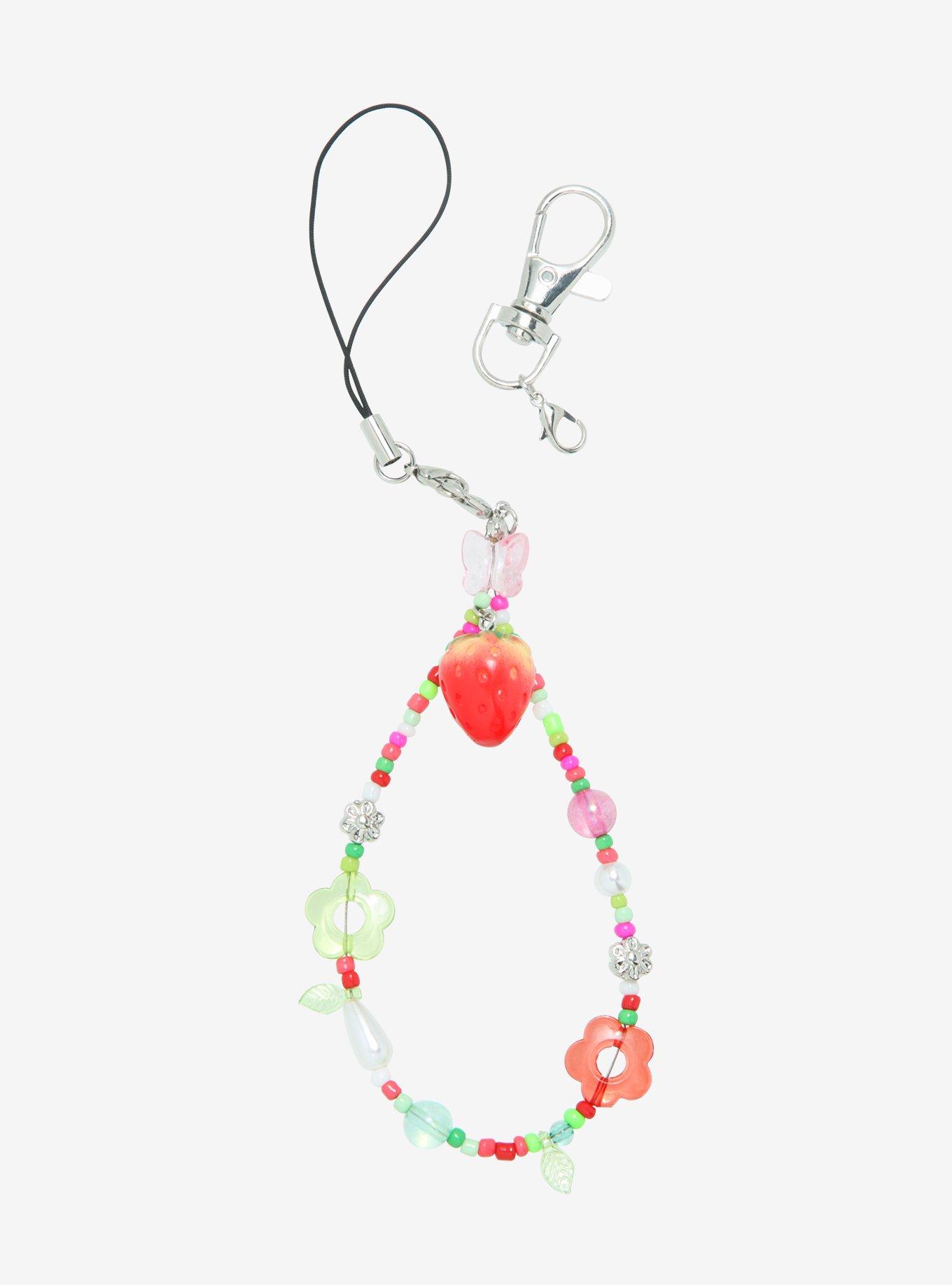 Strawberry Flower Bead Phone Charm Hot Topic