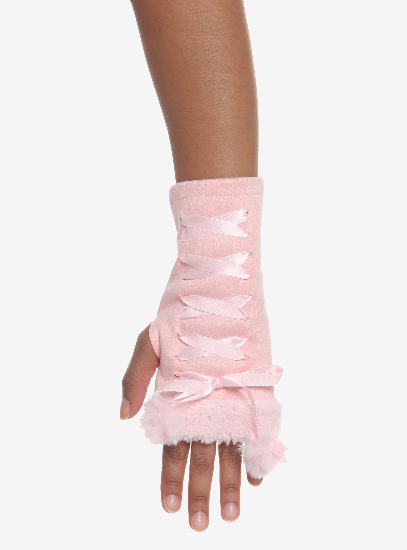 Pink Cat Paw LaceUp Arm Warmers Hot Topic