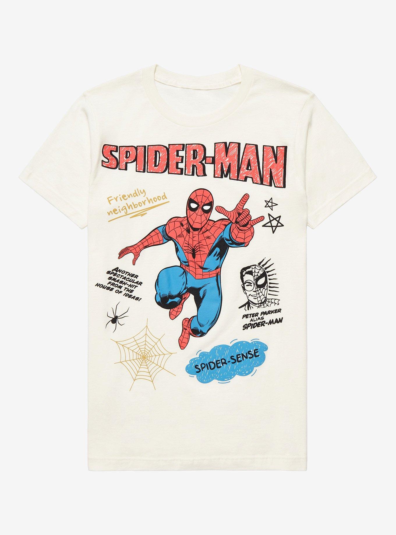 Marvel SpiderMan Doodle Art Women’s TShirt BoxLunch Exclusive