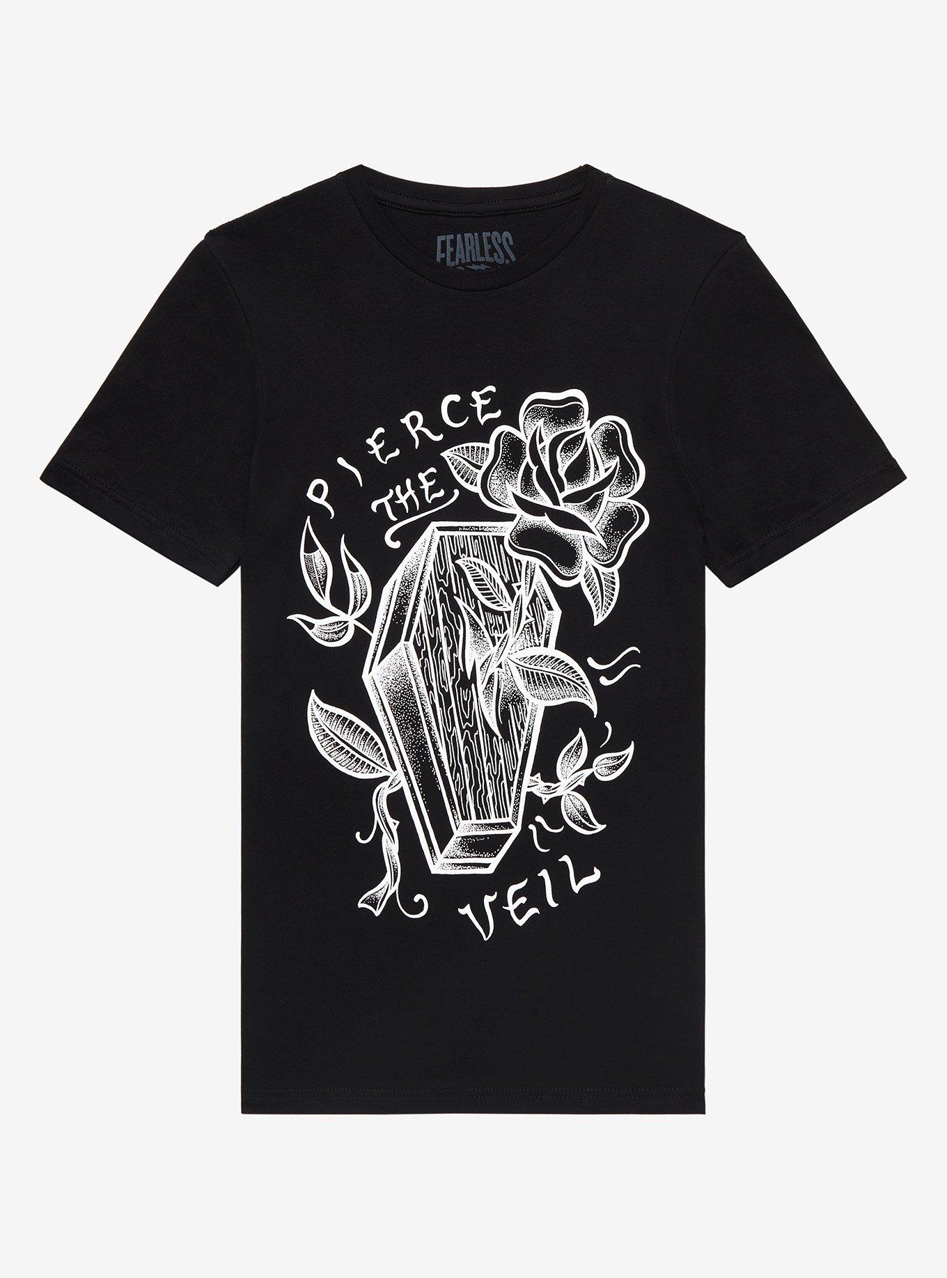 Pierce The Veil Coffin & Roses Boyfriend Fit Girls TShirt Hot Topic