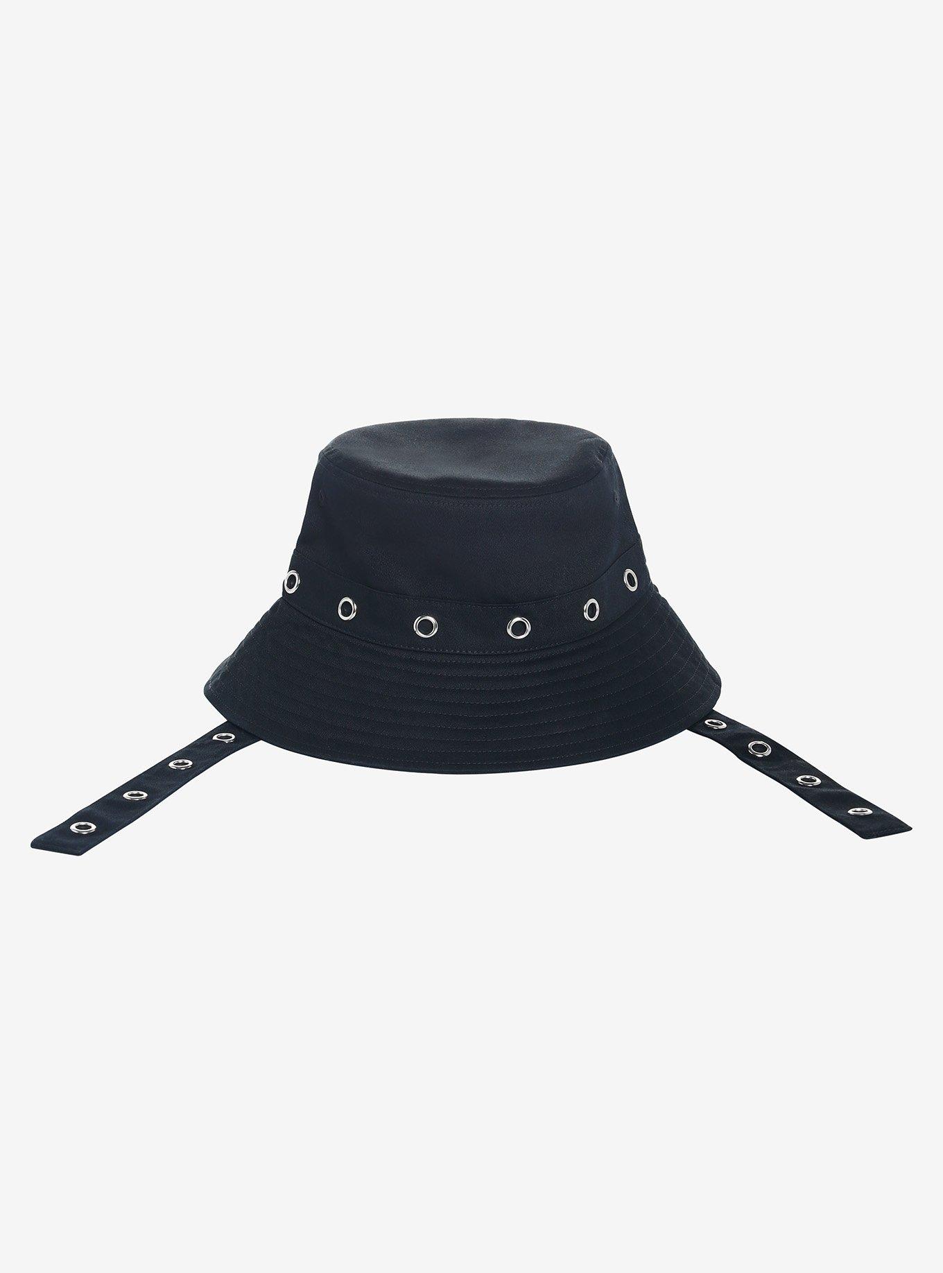 Black Grommet Strappy Bucket Hat Hot Topic